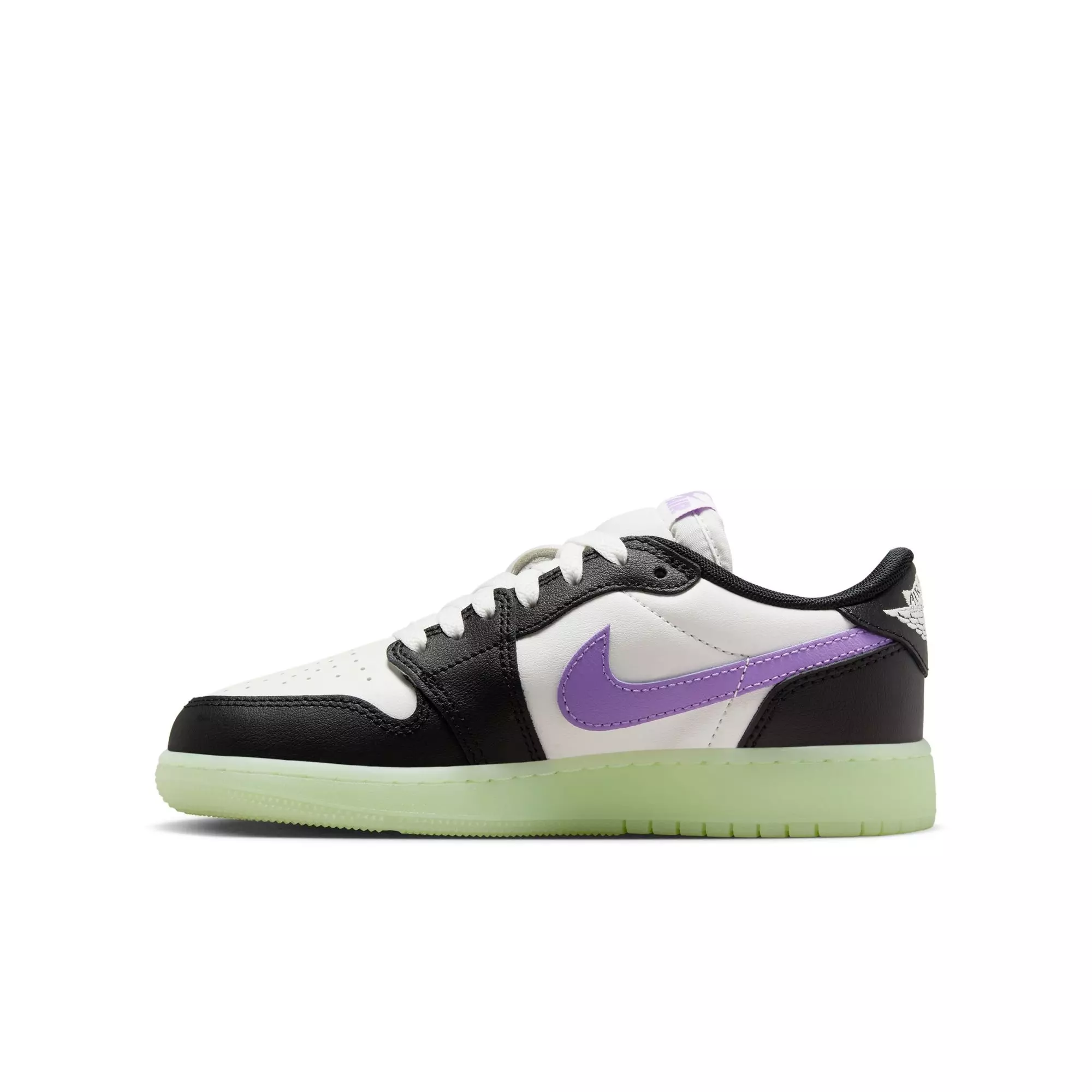 Jordan 1 Retro Low OG "Black Raspberry" Grade School Kids' Shoe - BLACK/BLACK RASPBERRY/VOLT TINT