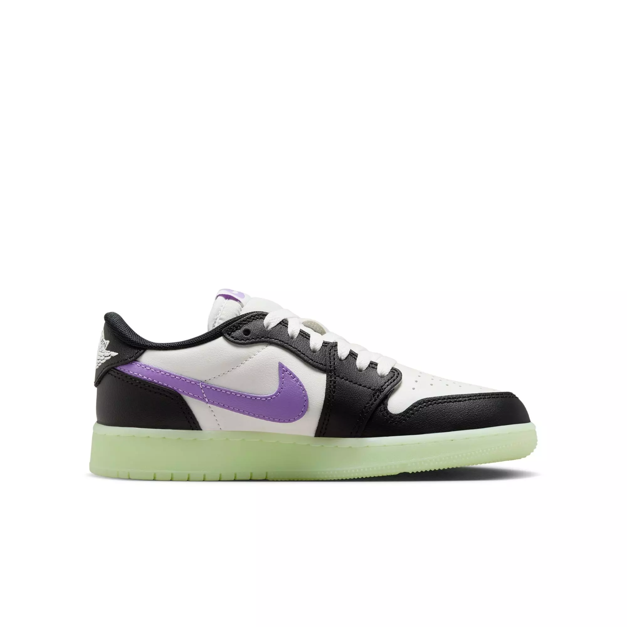 Jordan 1 Retro Low OG "Black Raspberry" Grade School Kids' Shoe - BLACK/BLACK RASPBERRY/VOLT TINT