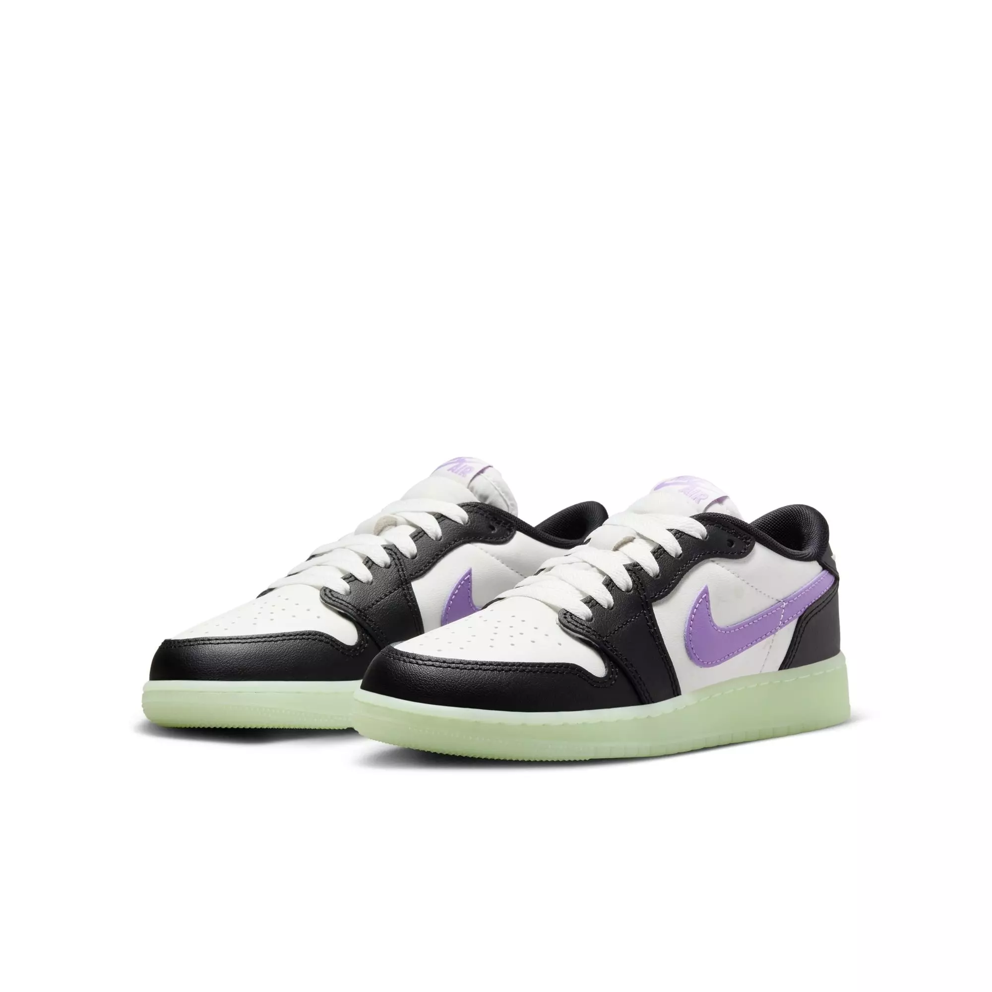 Jordan 1 Retro Low OG "Black Raspberry" Grade School Kids' Shoe - BLACK/BLACK RASPBERRY/VOLT TINT