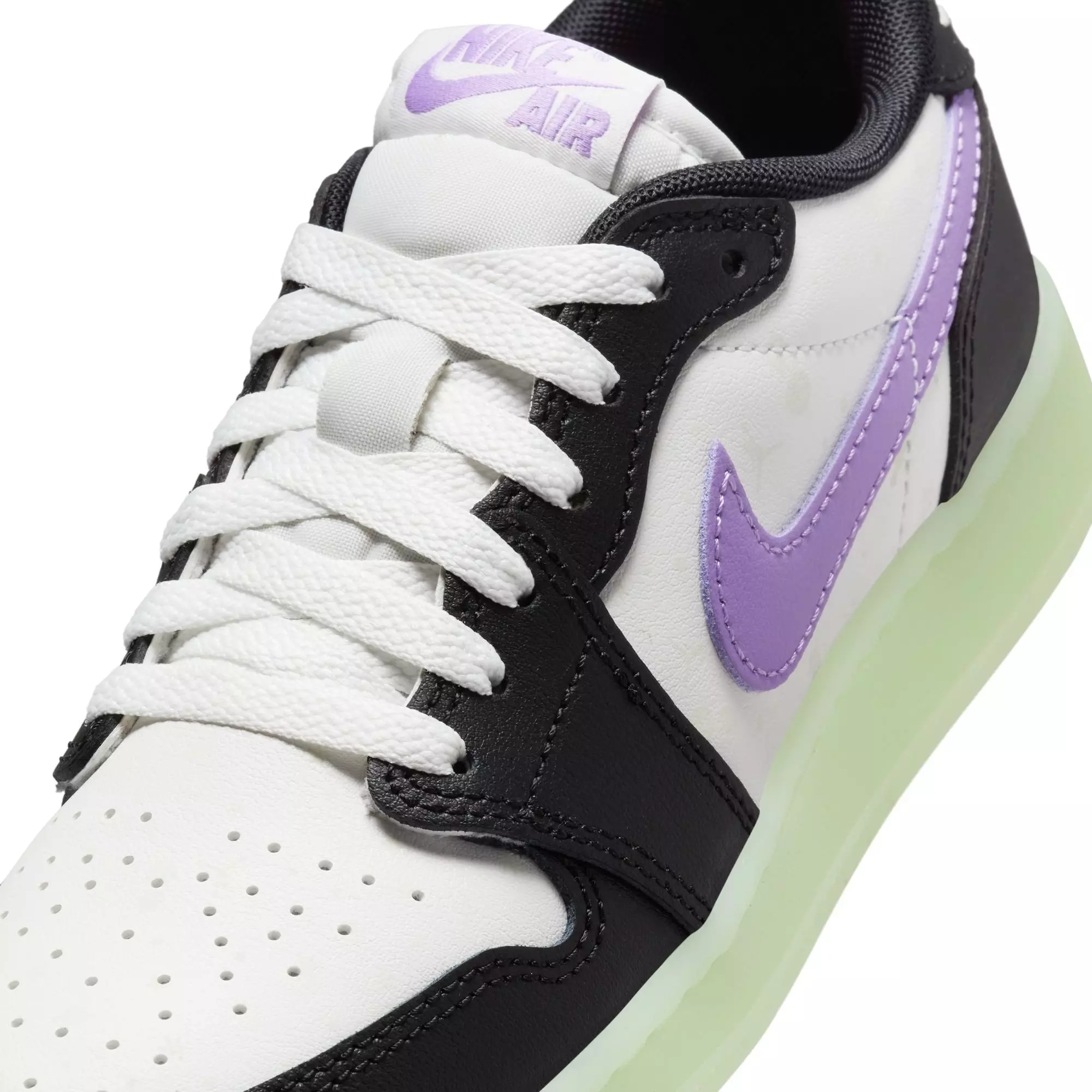 Jordan 1 Retro Low OG "Black Raspberry" Grade School Kids' Shoe - BLACK/BLACK RASPBERRY/VOLT TINT