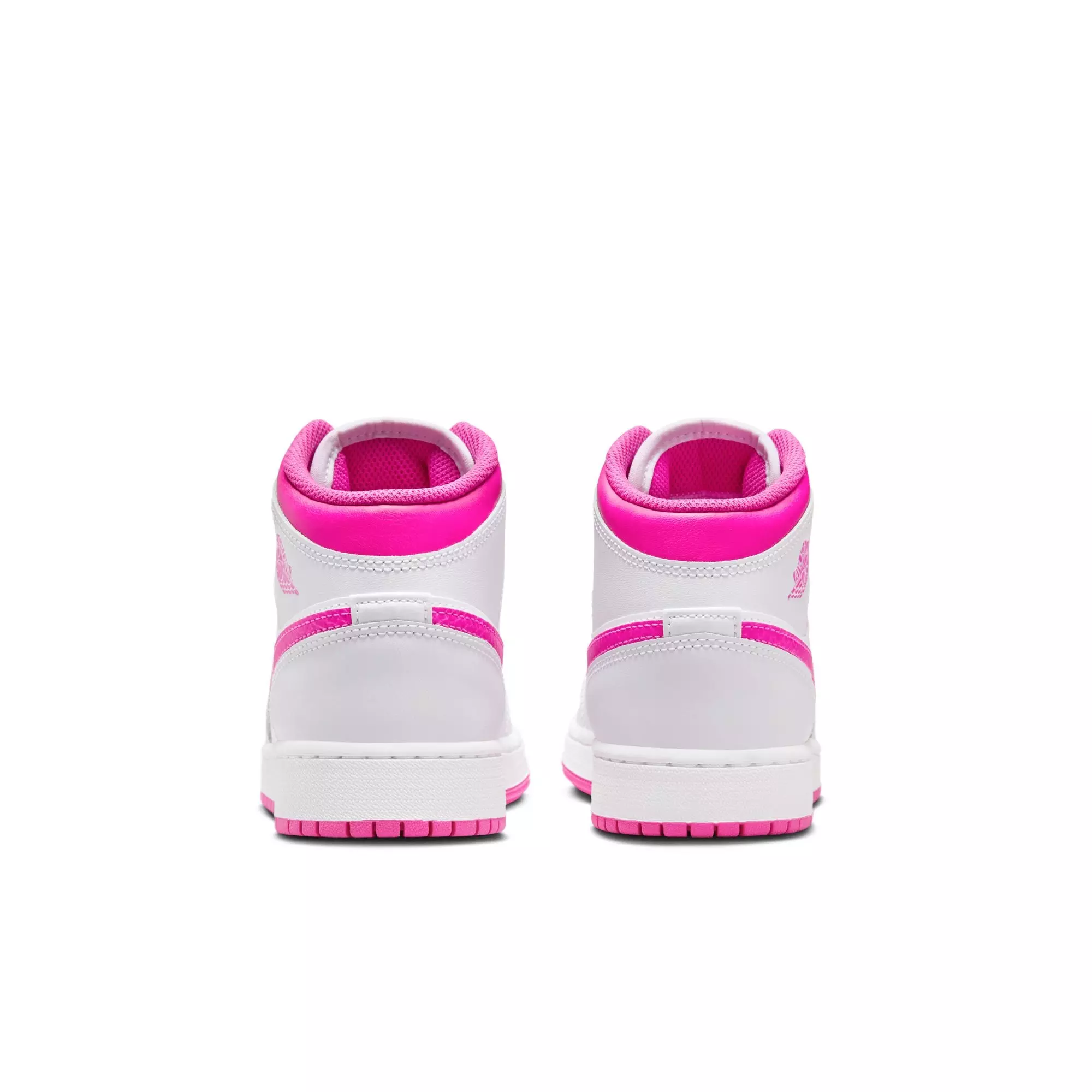 Jordan 1 Mid "Iris Whisper/Fire Pink/White" Grade School Girls' Shoe - WHITE/PINK