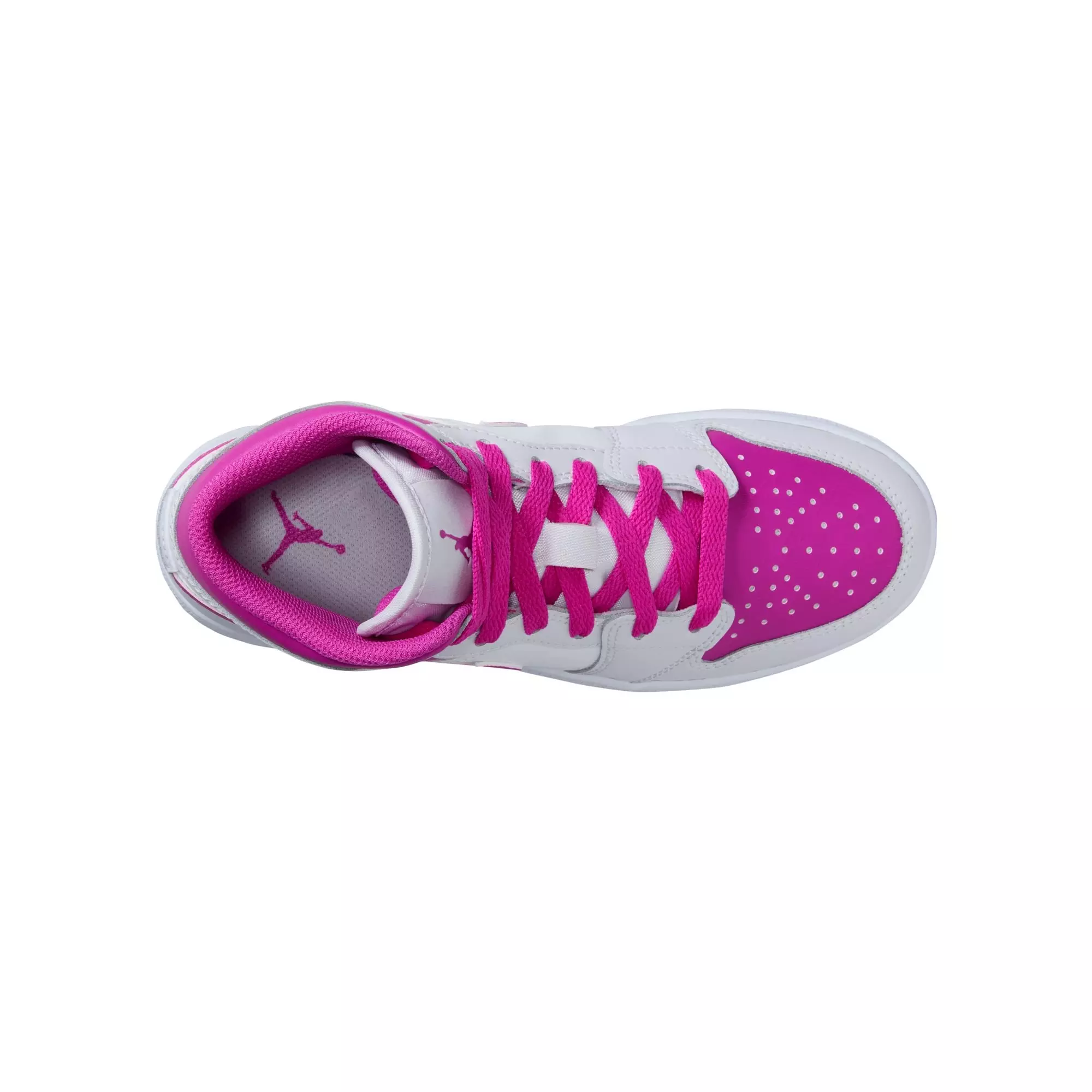 Jordan 1 Mid "Iris Whisper/Fire Pink/White" Grade School Girls' Shoe - WHITE/PINK