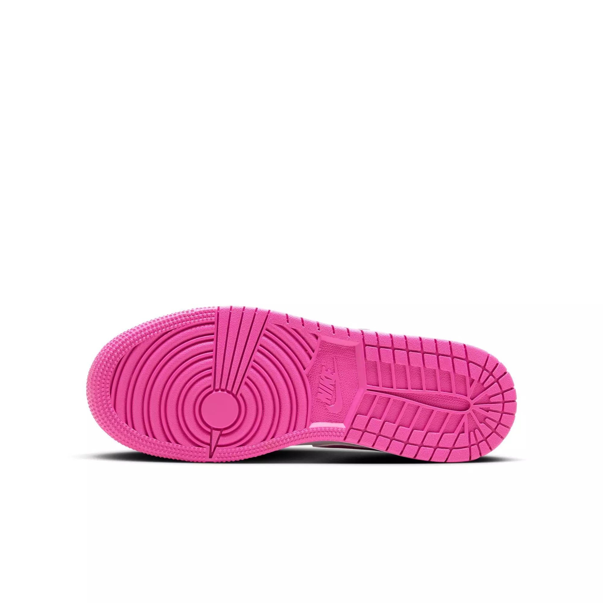 Jordan 1 Low "Fire Pink/Iris Whisper/White" Grade School Girls' Shoe - PINK/WHITE