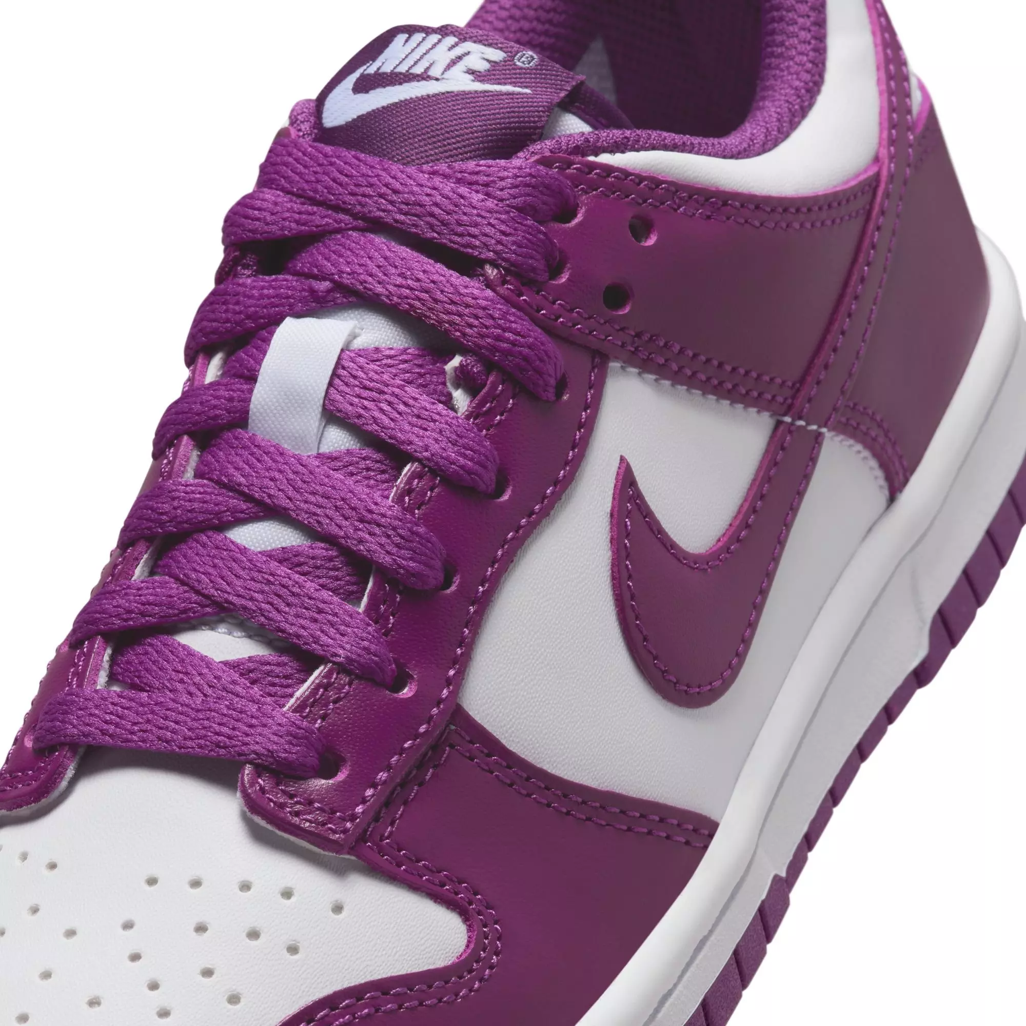 Nike Dunk Low "White/Viotech" Grade School Girls' Shoe - WHITE/PURPLE
