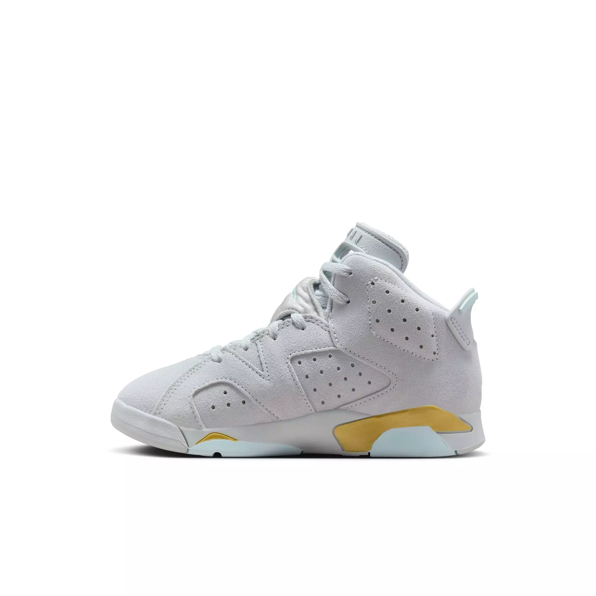Jordan 6 Retro "Pearl" Preschool Girls' Shoe - PURE PLATINUM/GLACIER BLUE/METALLIC GOLD
