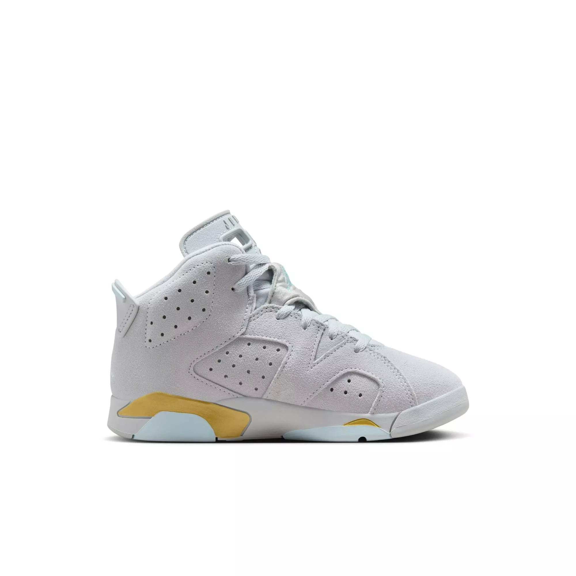 Jordan 6 Retro "Pearl" Preschool Girls' Shoe - PURE PLATINUM/GLACIER BLUE/METALLIC GOLD