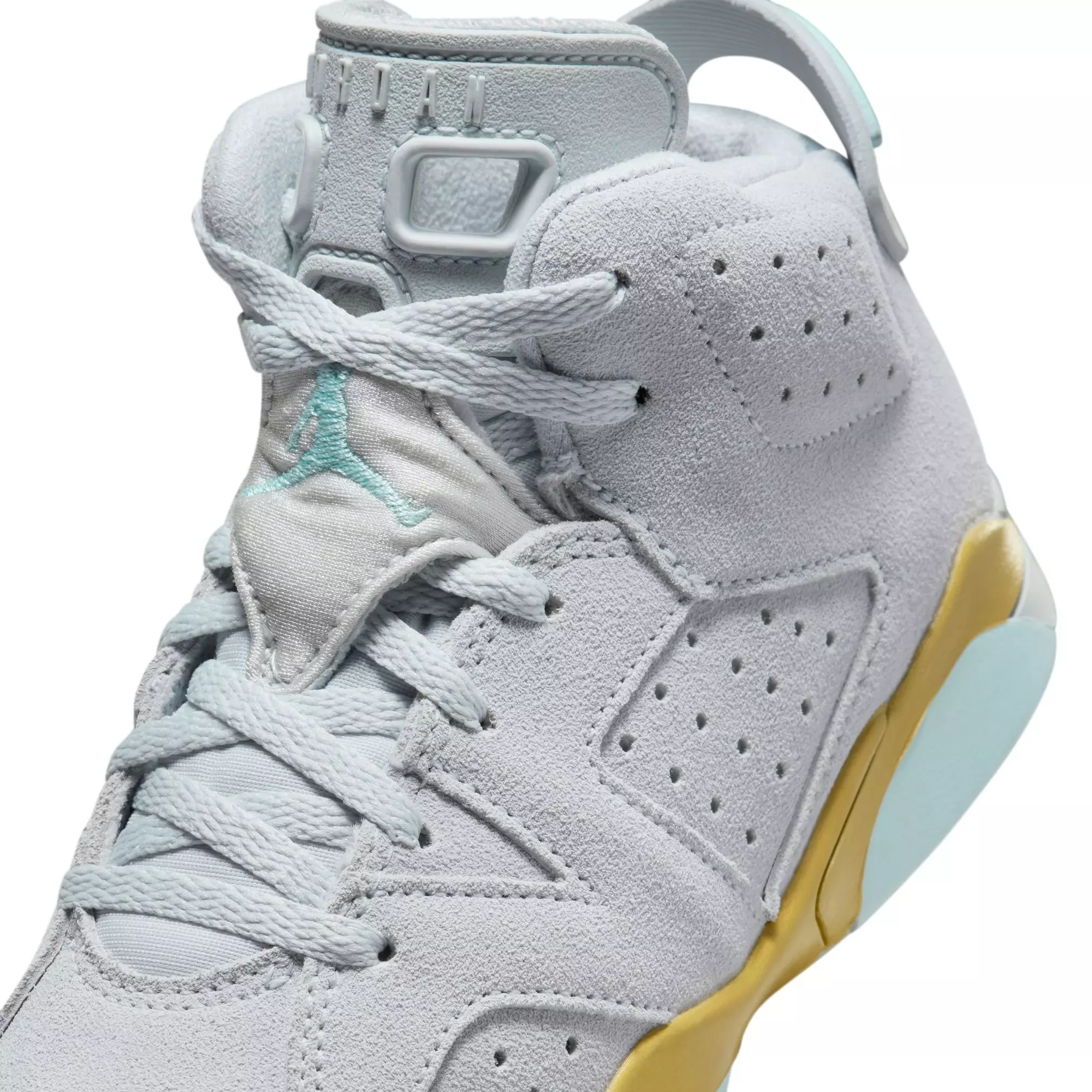 Jordan 6 Retro "Pearl" Preschool Girls' Shoe - PURE PLATINUM/GLACIER BLUE/METALLIC GOLD