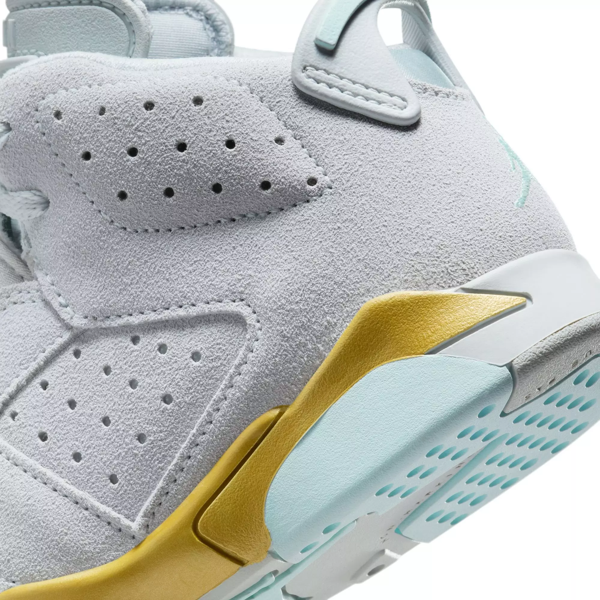 Jordan 6 Retro "Pearl" Preschool Girls' Shoe - PURE PLATINUM/GLACIER BLUE/METALLIC GOLD