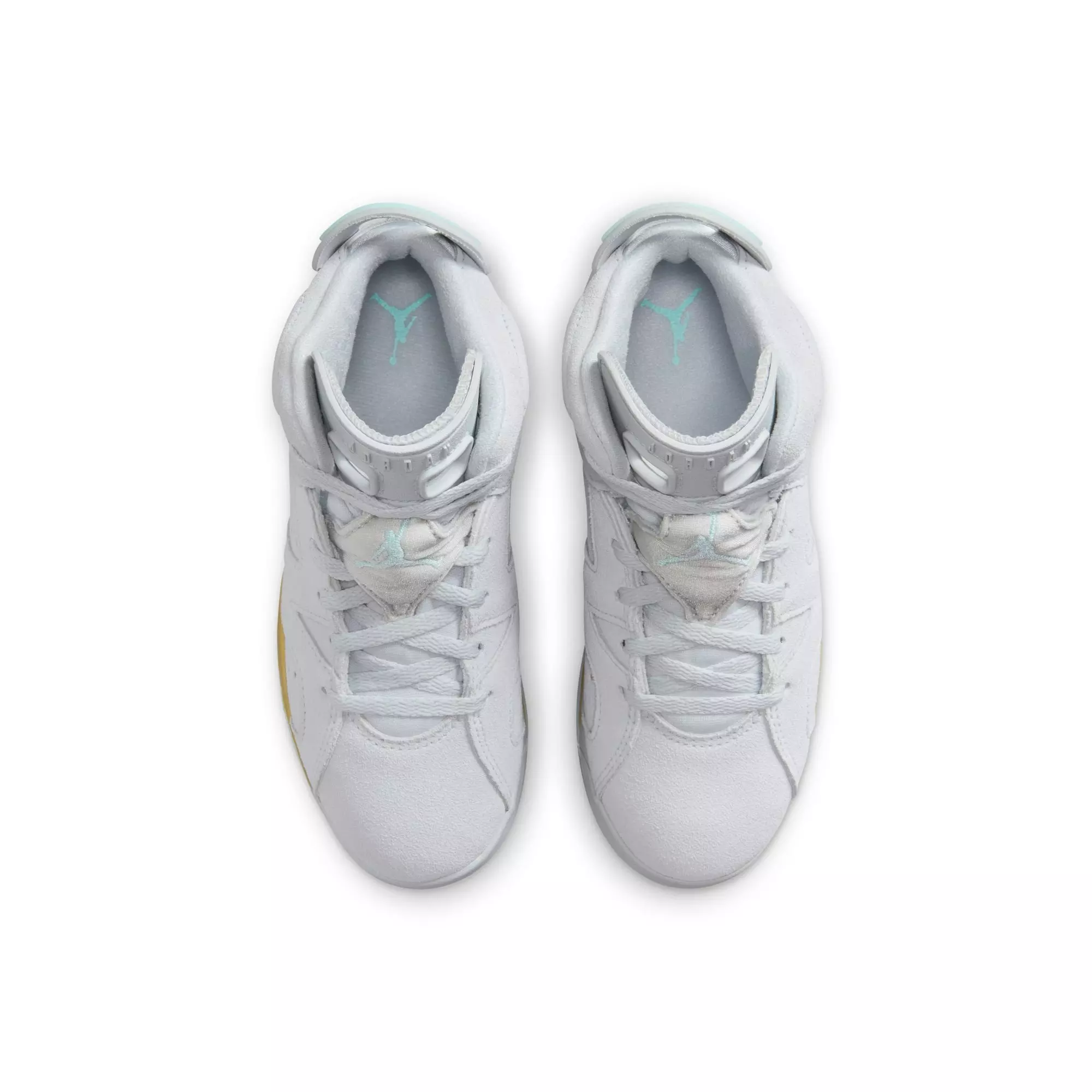 Jordan 6 Retro "Pearl" Preschool Girls' Shoe - PURE PLATINUM/GLACIER BLUE/METALLIC GOLD