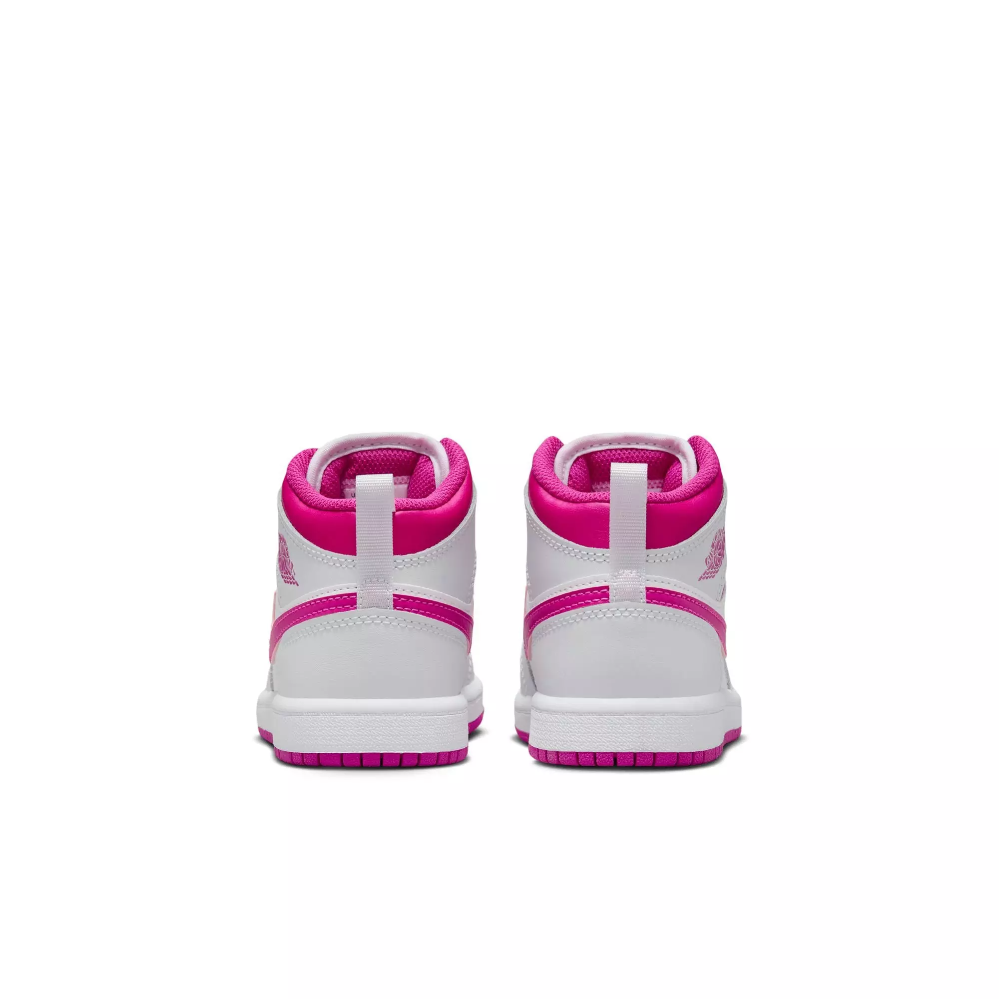 Jordan 1 Mid "Iris Whisper/Fire Pink/White" Preschool Girls' Shoe - WHITE/PINK