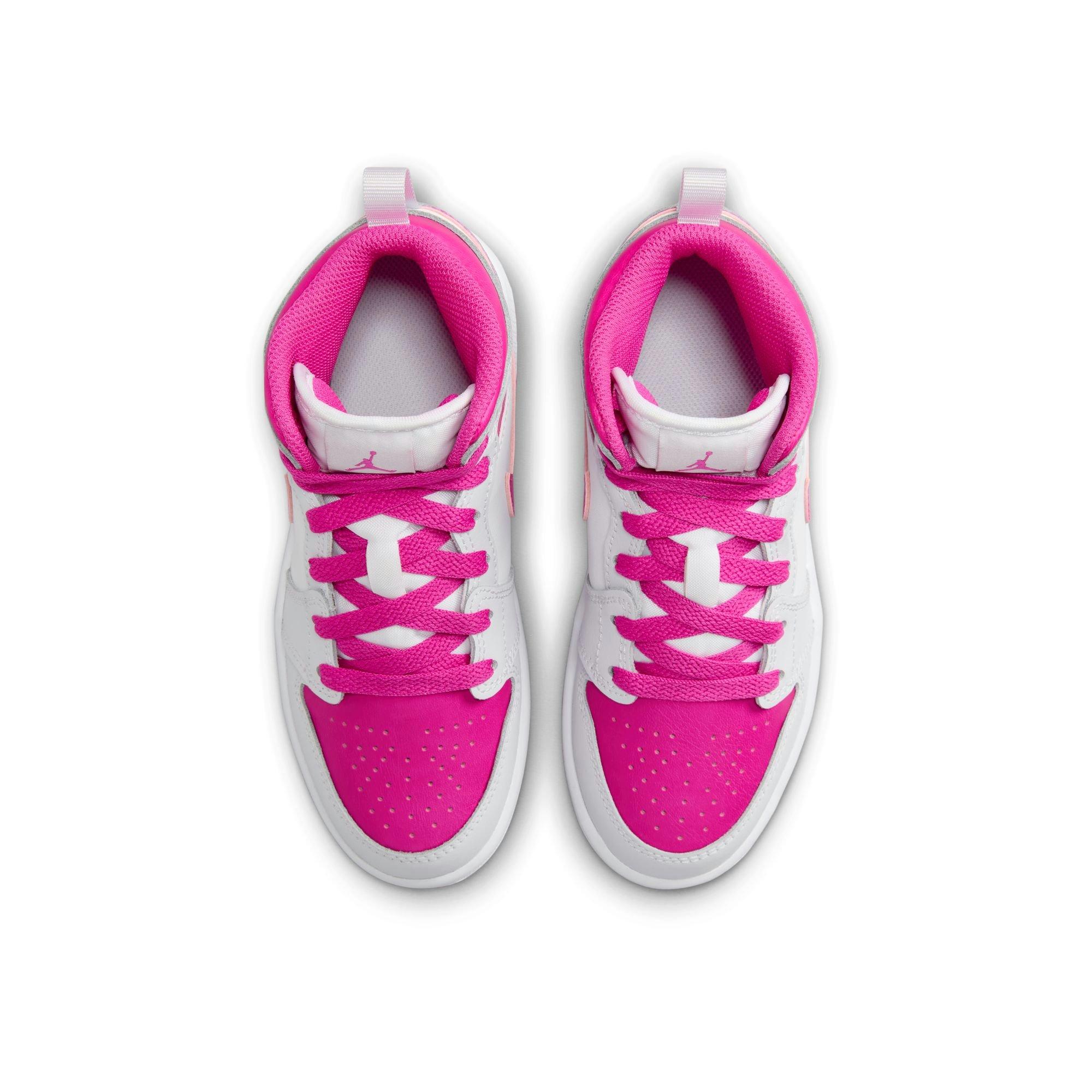 Jordan 1 Mid Preschool Girls' "Iris Whisper/Fire Pink/White" Shoe