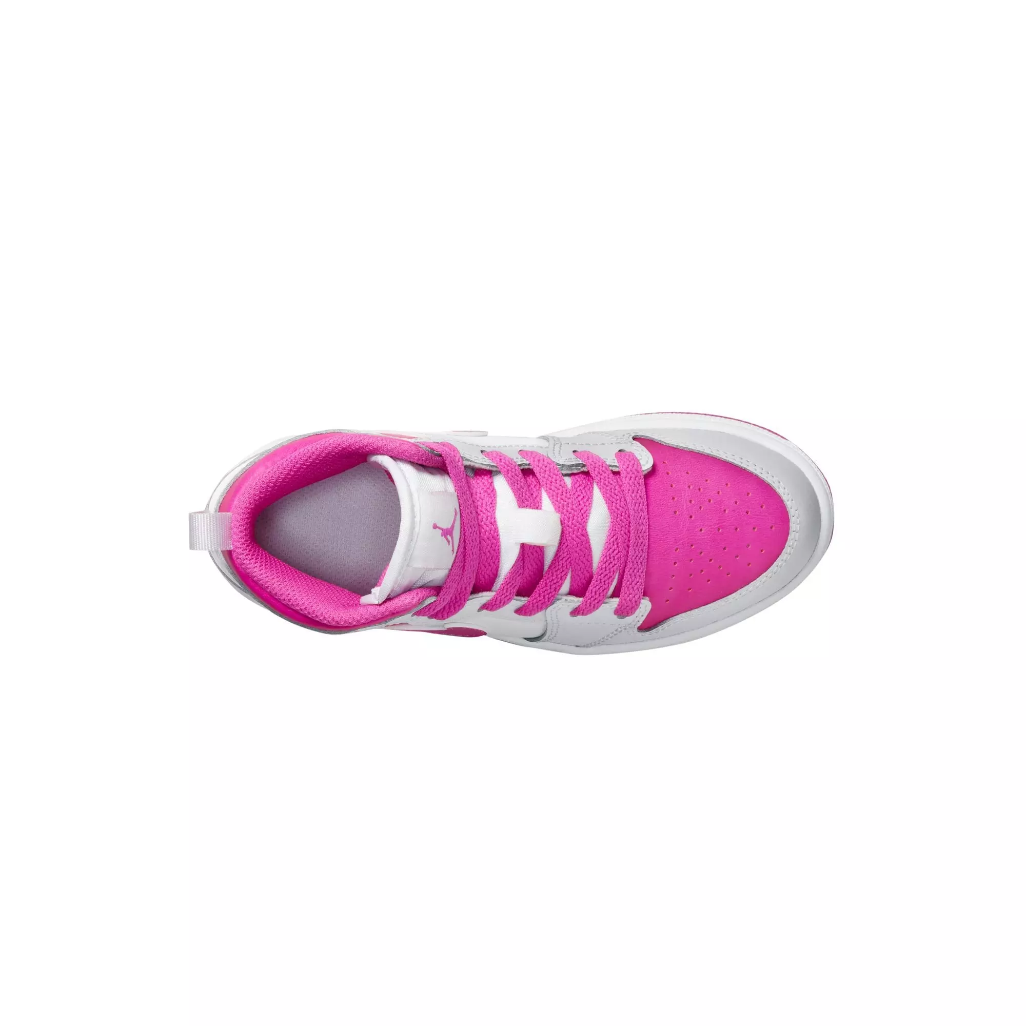 Jordan 1 Mid "Iris Whisper/Fire Pink/White" Preschool Girls' Shoe - WHITE/PINK