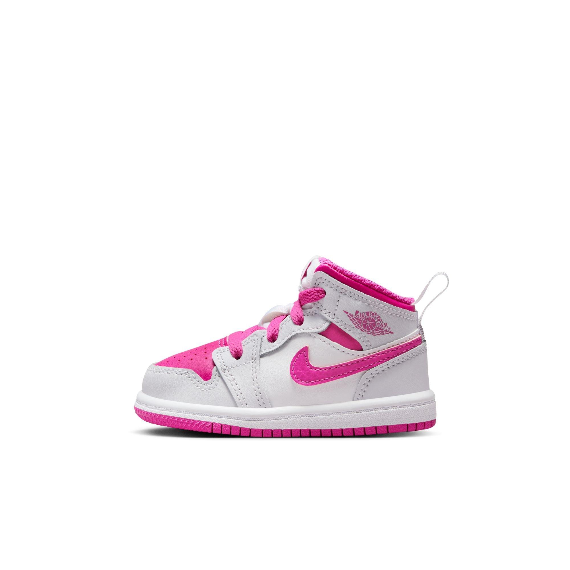 Jordan 1 Mid Toddler Girls' "Iris Whisper/Fire Pink/White" Shoe