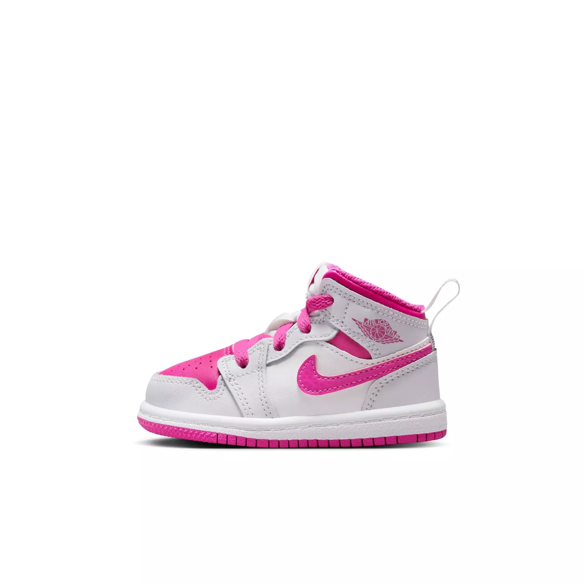 Jordan 1 Mid "Iris Whisper/Fire Pink/White" Toddler Girls' Shoe - WHITE/PINK
