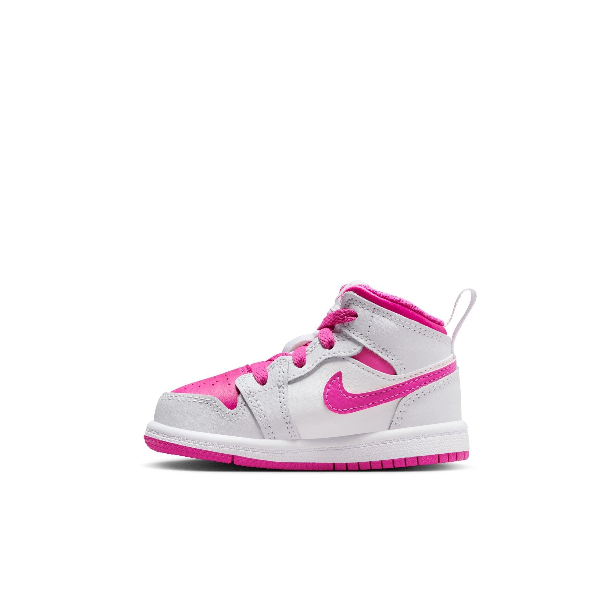 Jordan 1 Mid Toddler Girls' "Iris Whisper/Fire Pink/White" Shoe