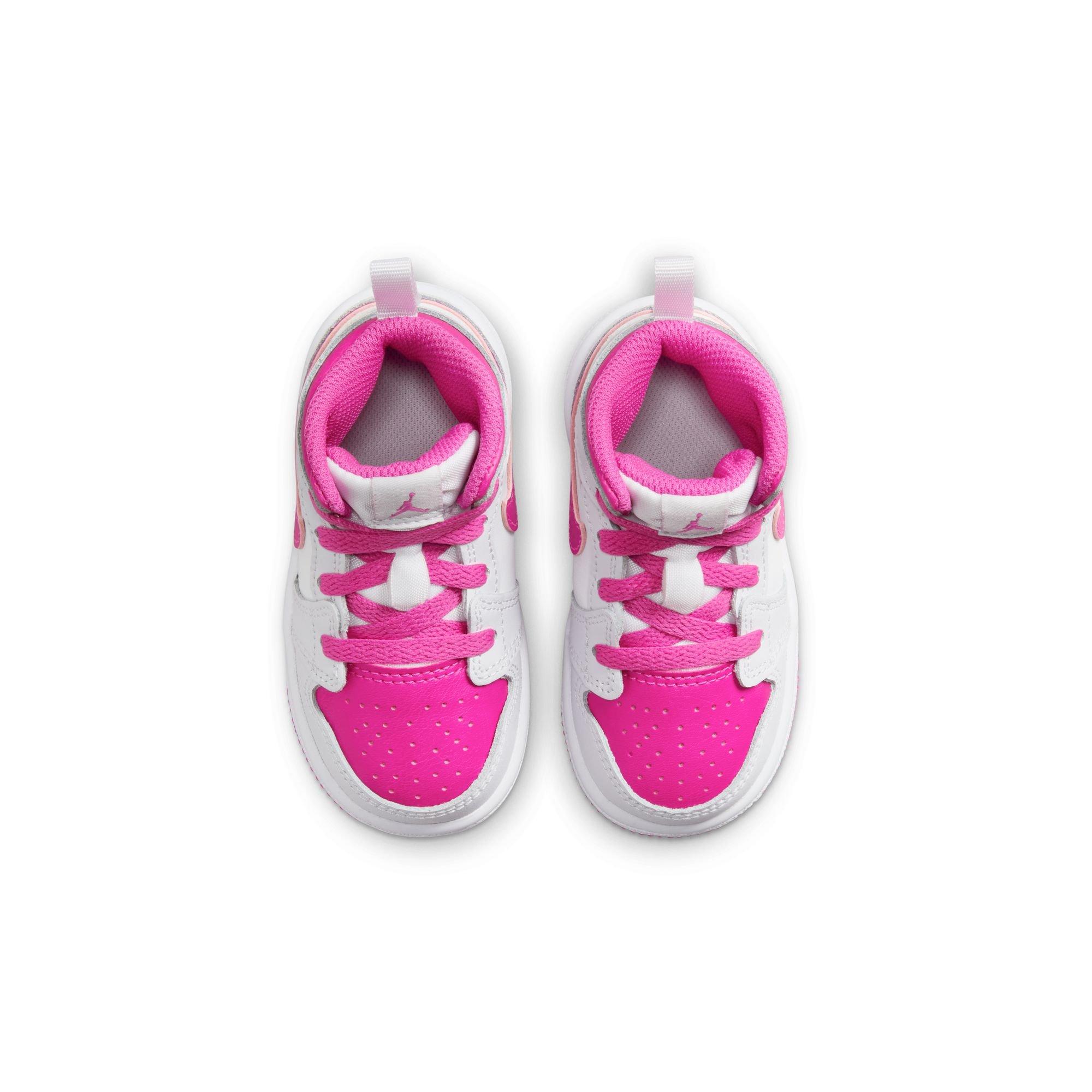 Jordan 1 Mid Toddler Girls' "Iris Whisper/Fire Pink/White" Shoe