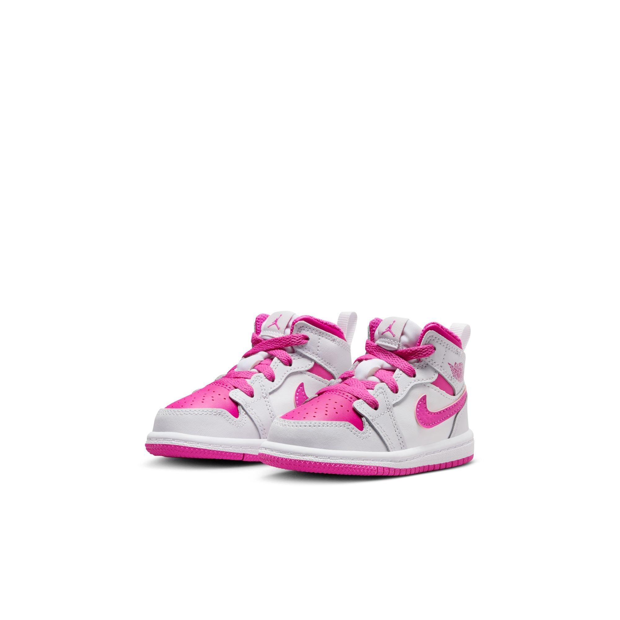 Jordan 1 Mid Toddler Girls' "Iris Whisper/Fire Pink/White" Shoe