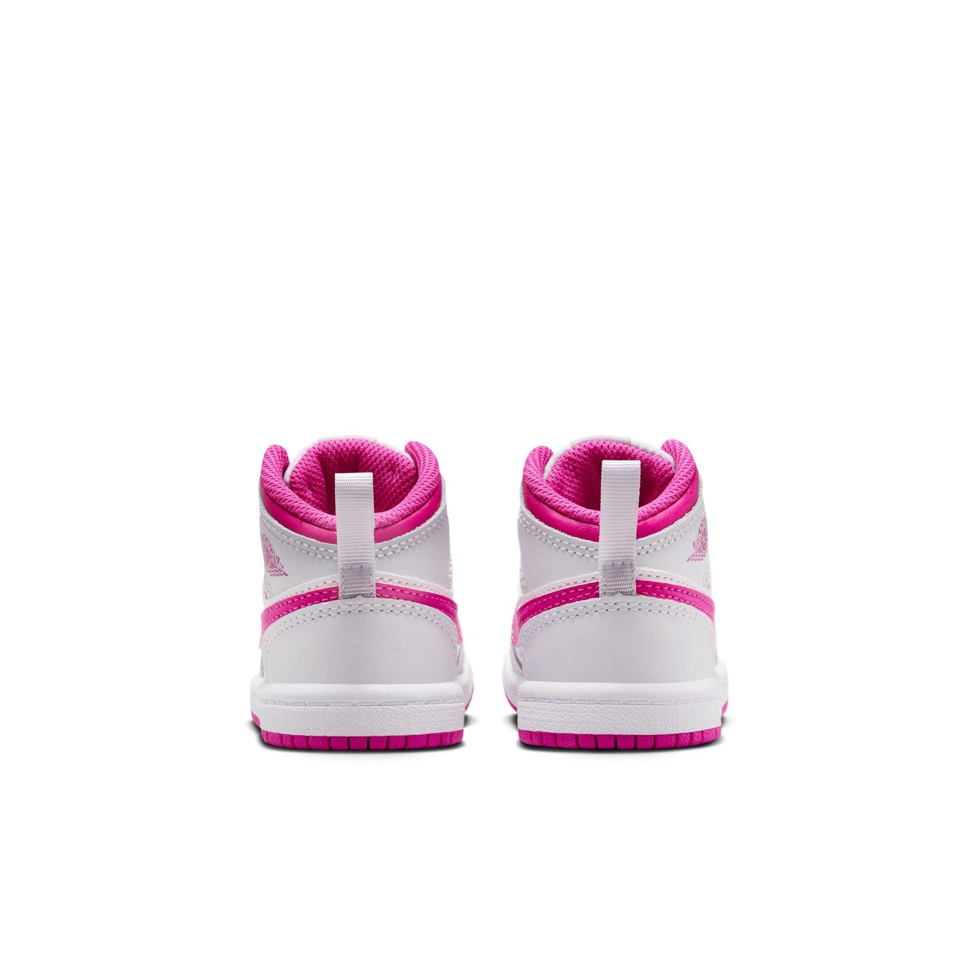 Jordan 1 Mid Toddler Girls' "Iris Whisper/Fire Pink/White" Shoe