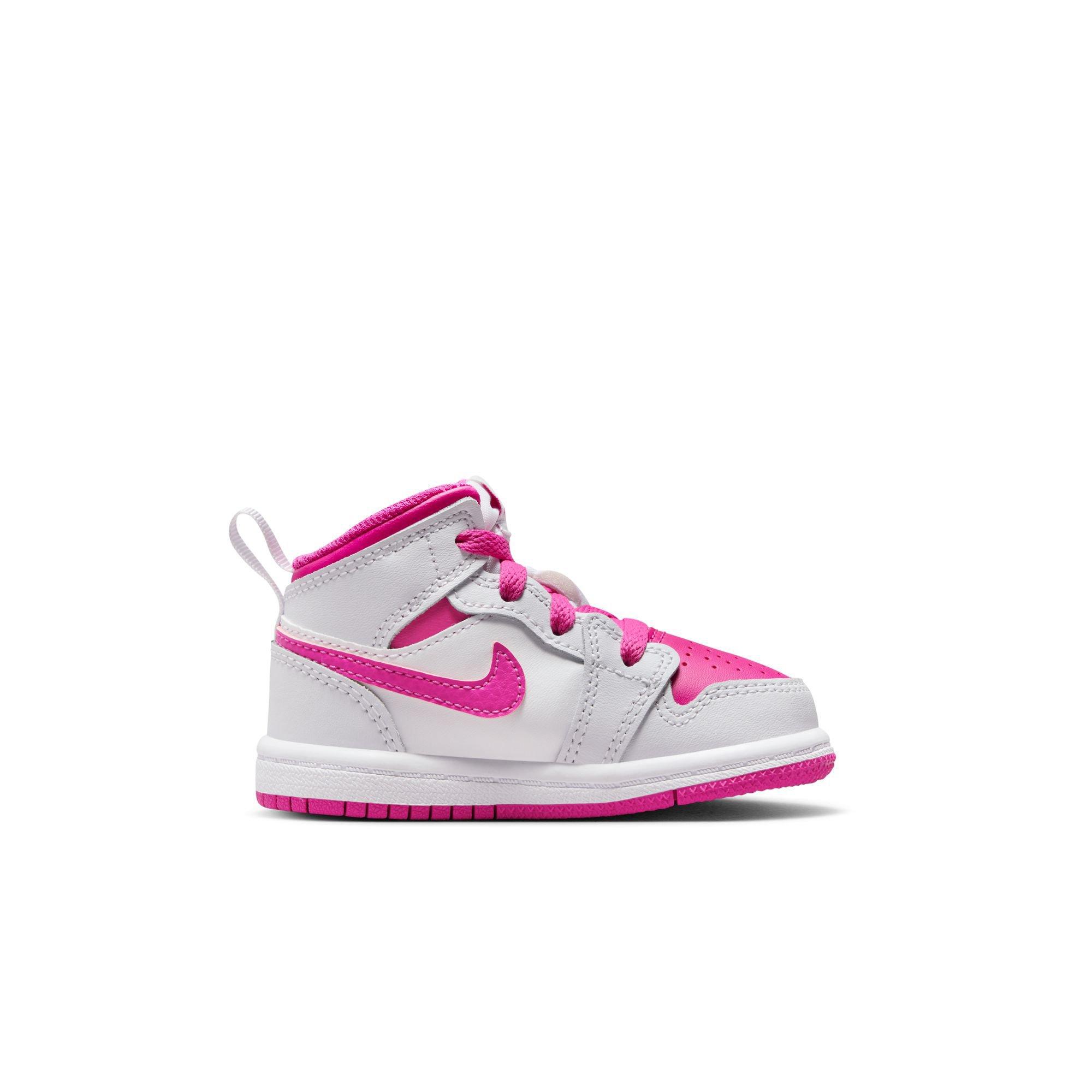 Jordan 1 Mid Toddler Girls' "Iris Whisper/Fire Pink/White" Shoe