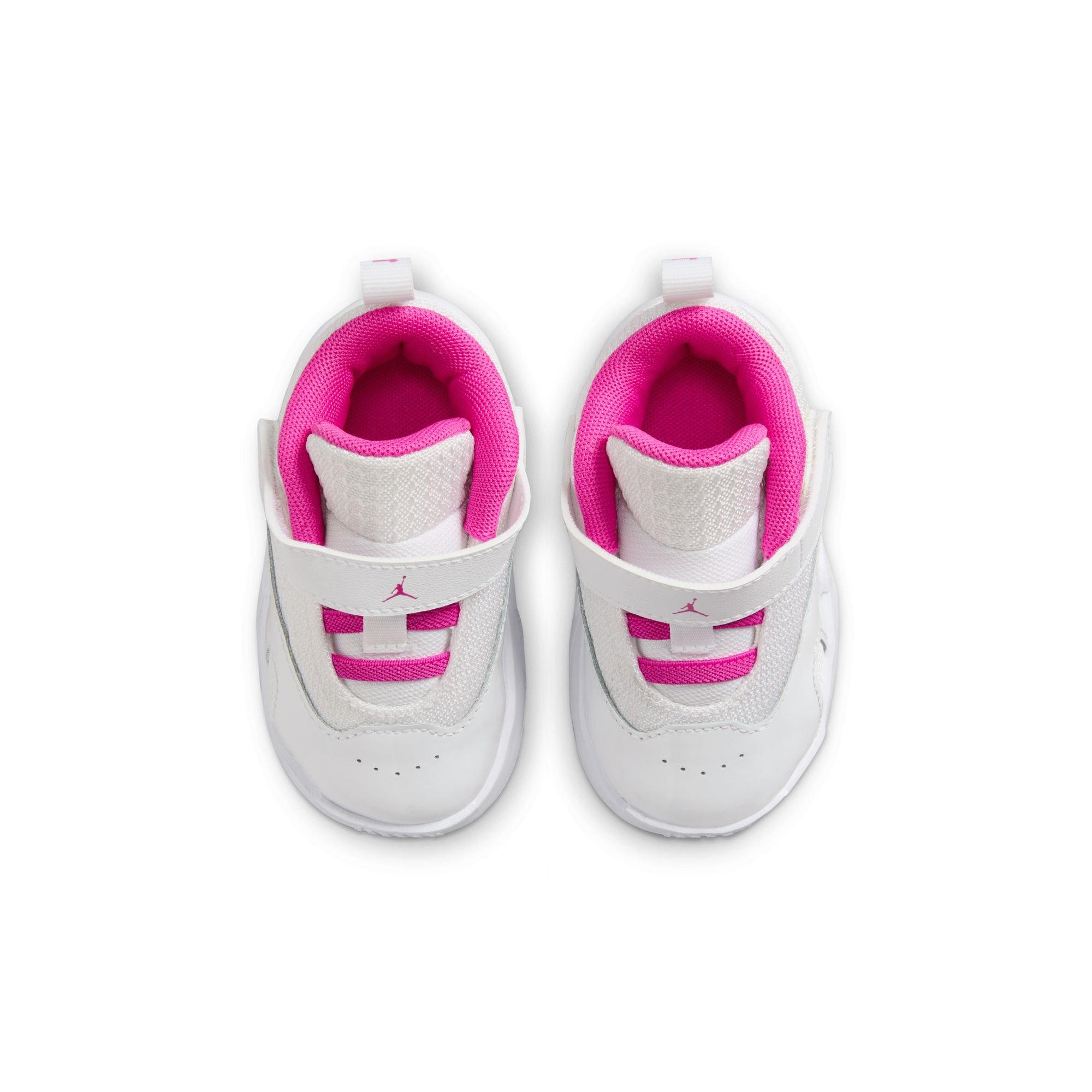 Jordan Max Aura 6 Toddler Girls' White/Fire Pink Shoe