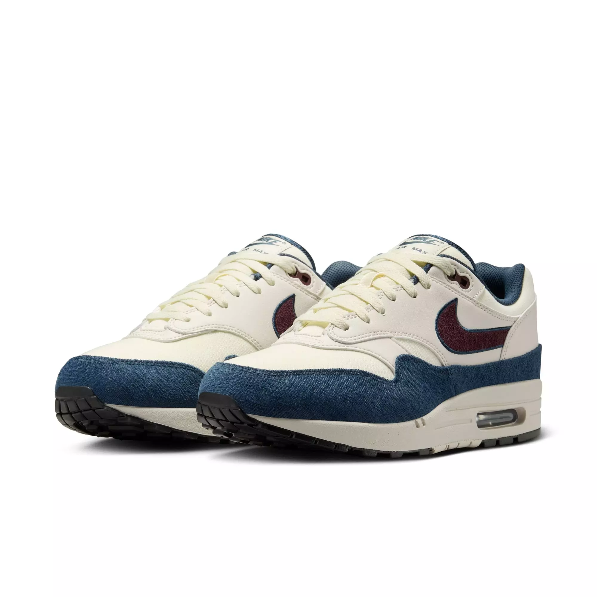 Nike Air Max 1 "Coconut Milk/Burgundy Crush/Armory Navy" Men's Shoe - CREAM/RED