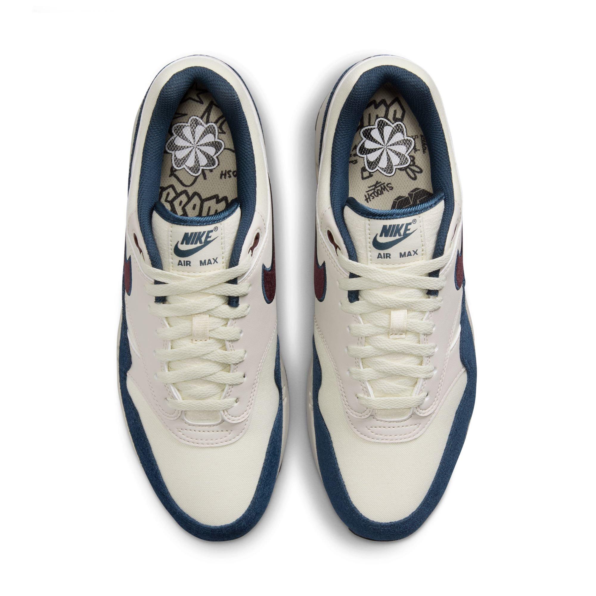 Nike Air Max 1 "Coconut Milk/Burgundy Crush/Armory Navy" Men's Shoe - CREAM/RED Thumbnail View 8