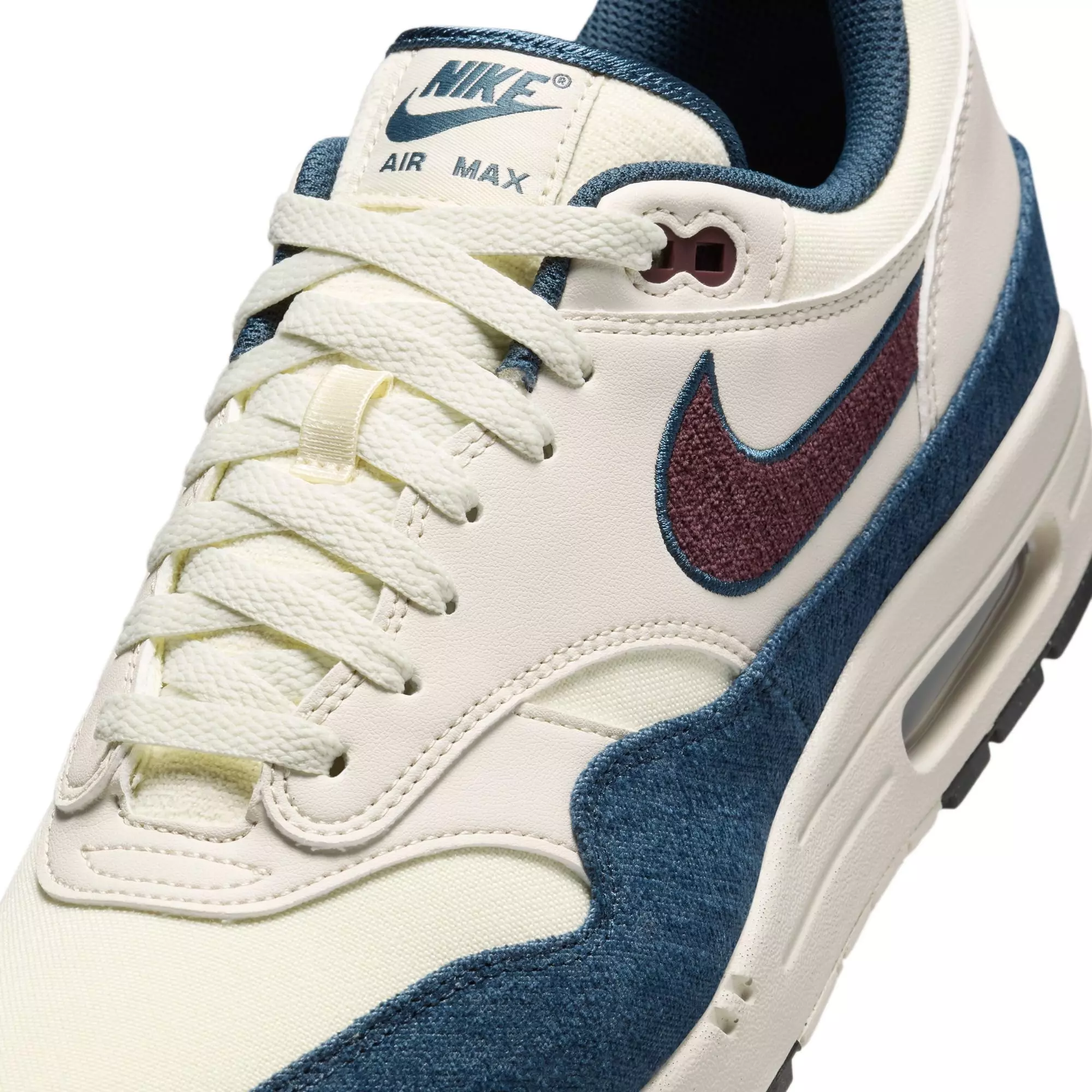 Nike Air Max 1 "Coconut Milk/Burgundy Crush/Armory Navy" Men's Shoe - CREAM/RED