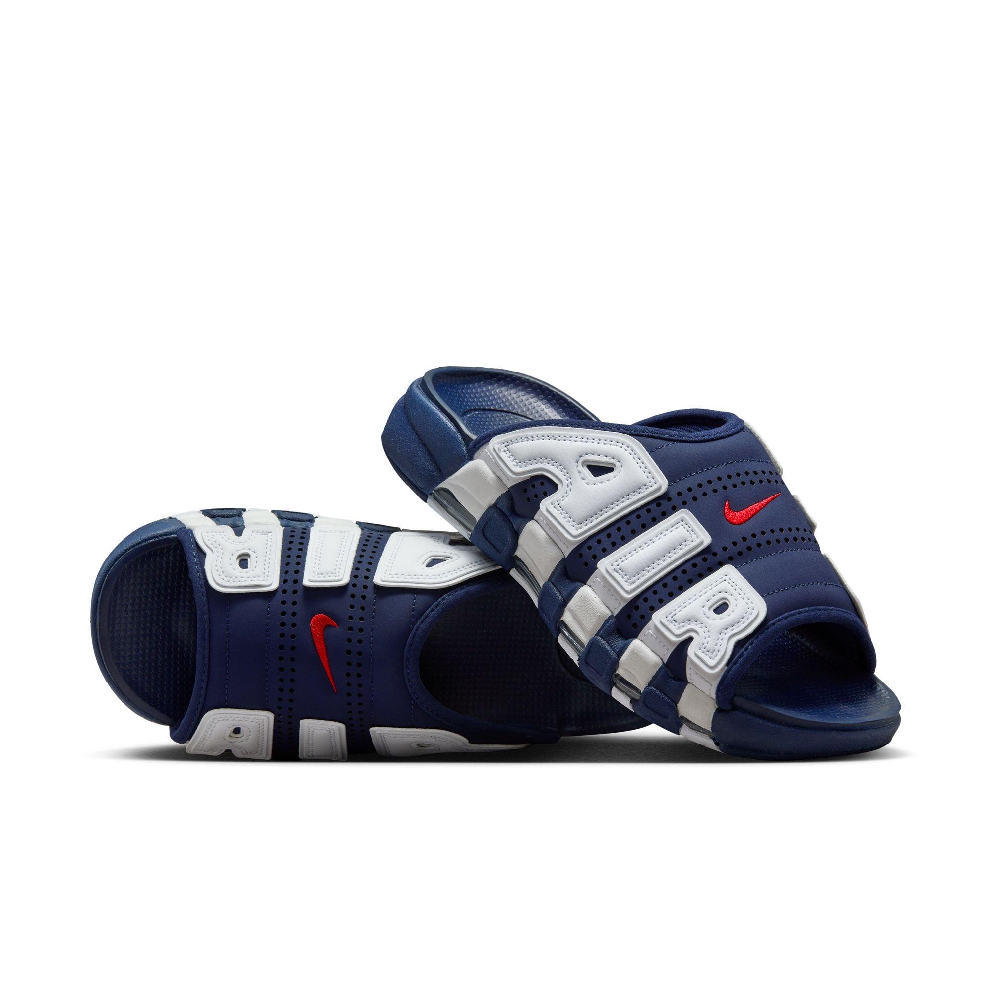 Nike Air More Uptempo "Midnight Navy/University Red/Clear/White" Men's Slide - NAVY/WHITE/RED Thumbnail View 3