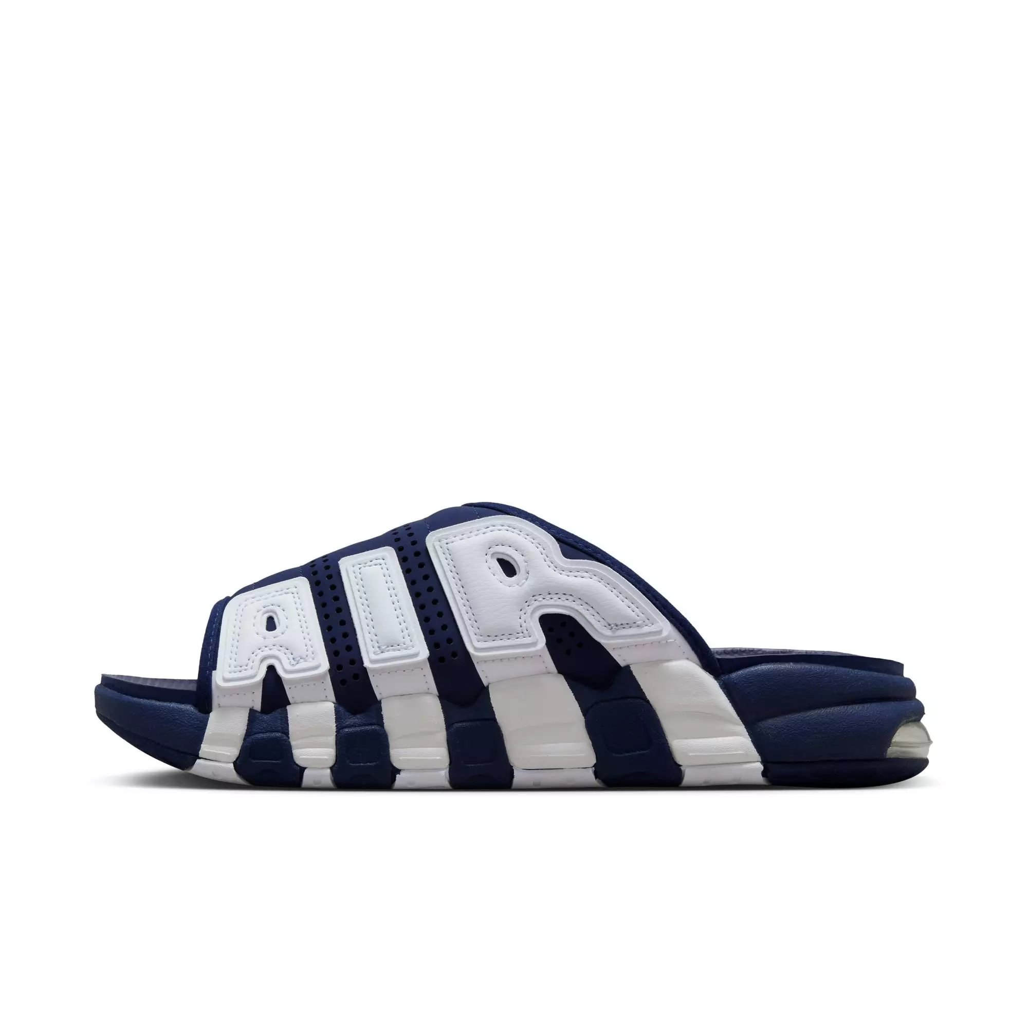 Nike Air More Uptempo "Midnight Navy/University Red/Clear/White" Men's Slide - NAVY/WHITE/RED