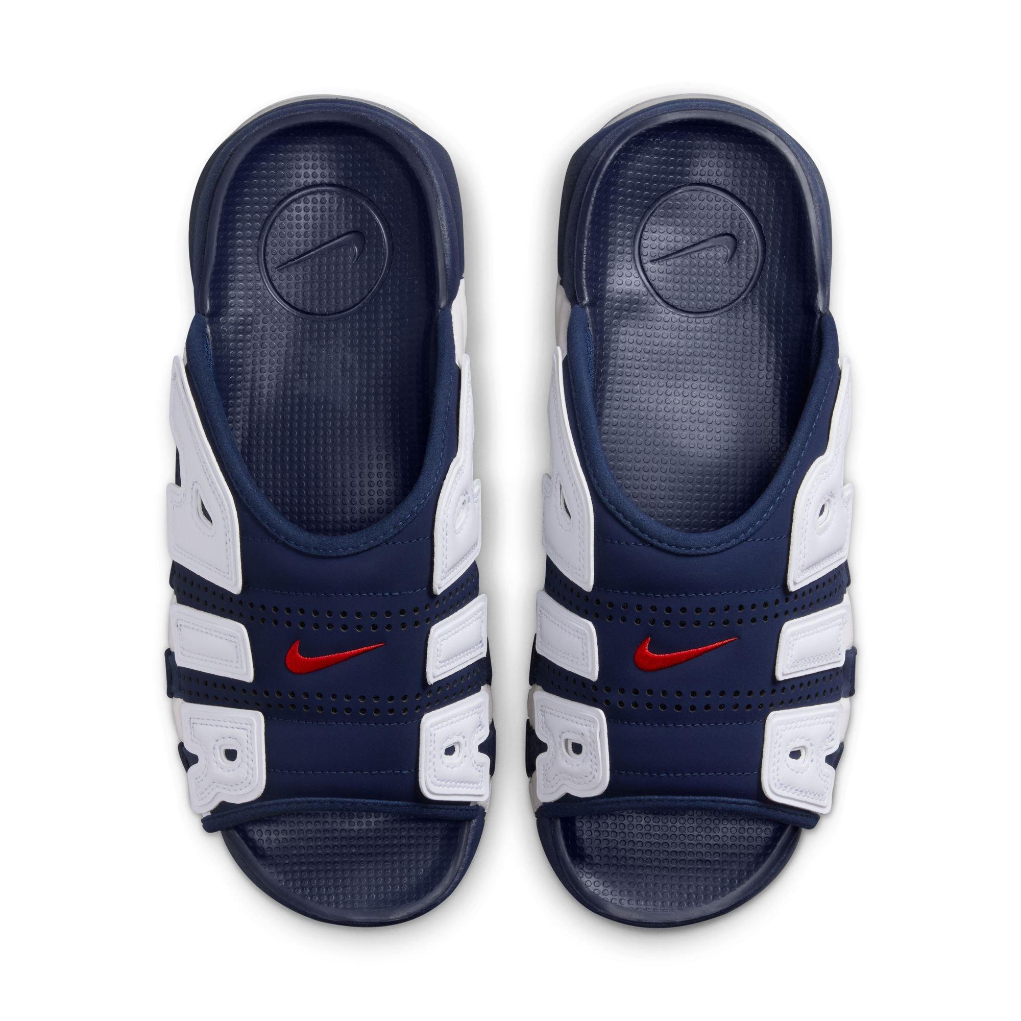 Nike Air More Uptempo "Midnight Navy/University Red/Clear/White" Men's Slide - NAVY/WHITE/RED Thumbnail View 5