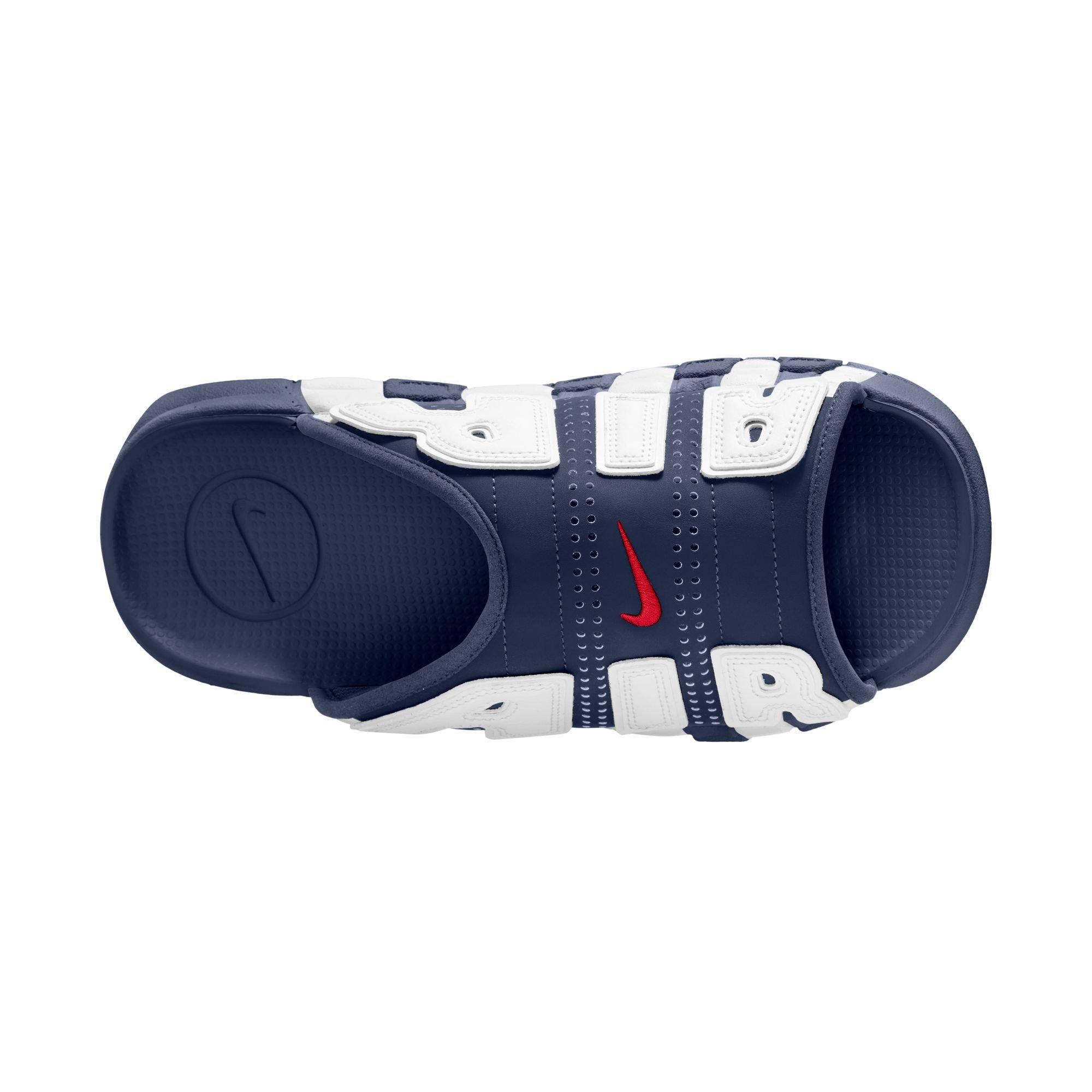 Nike Air More Uptempo "Midnight Navy/University Red/Clear/White" Men's Slide - NAVY/WHITE/RED Thumbnail View 6