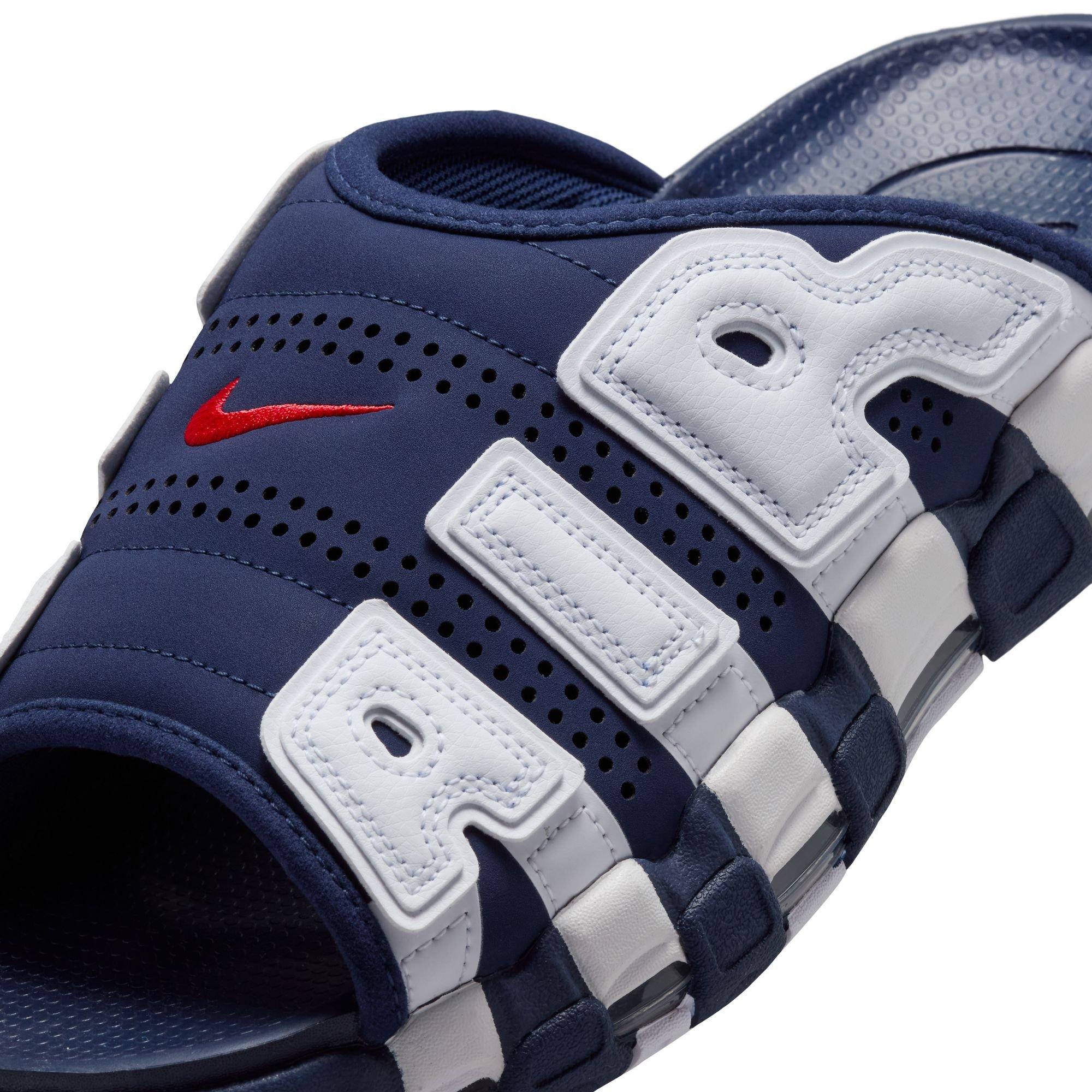 Nike Air More Uptempo "Midnight Navy/University Red/Clear/White" Men's Slide - NAVY/WHITE/RED Thumbnail View 9