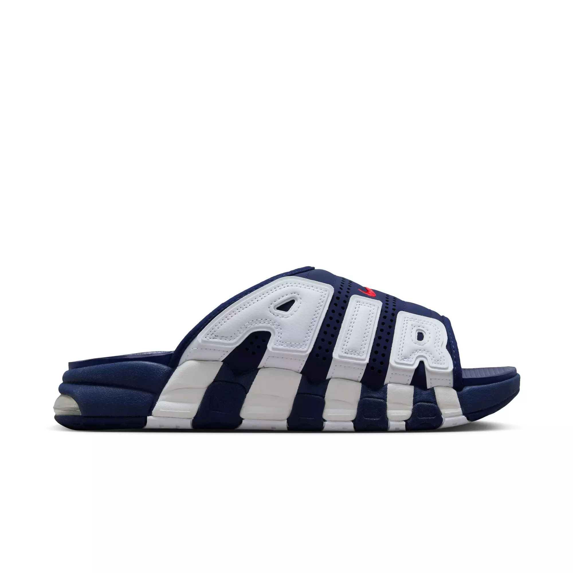 Nike Air More Uptempo "Midnight Navy/University Red/Clear/White" Men's Slide - NAVY/WHITE/RED