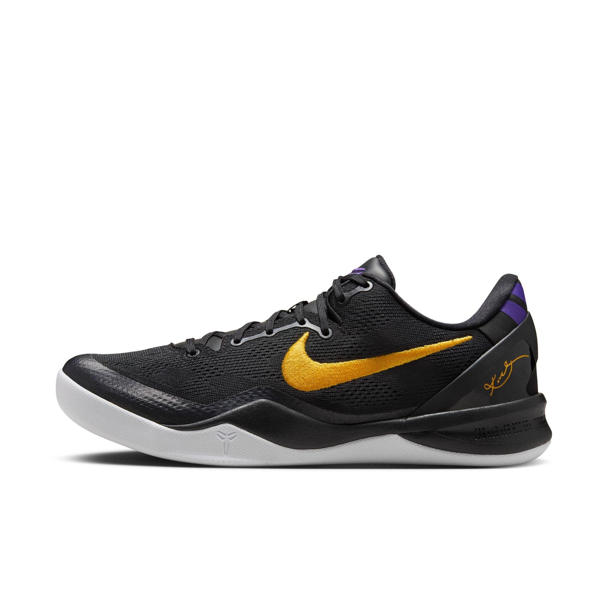 Nike Kobe 8 Protro "Lakers Away" Men's Basketball Shoe - BLACK/UNIVERSITY GOLD/COURT PURPLE Thumbnail View 7