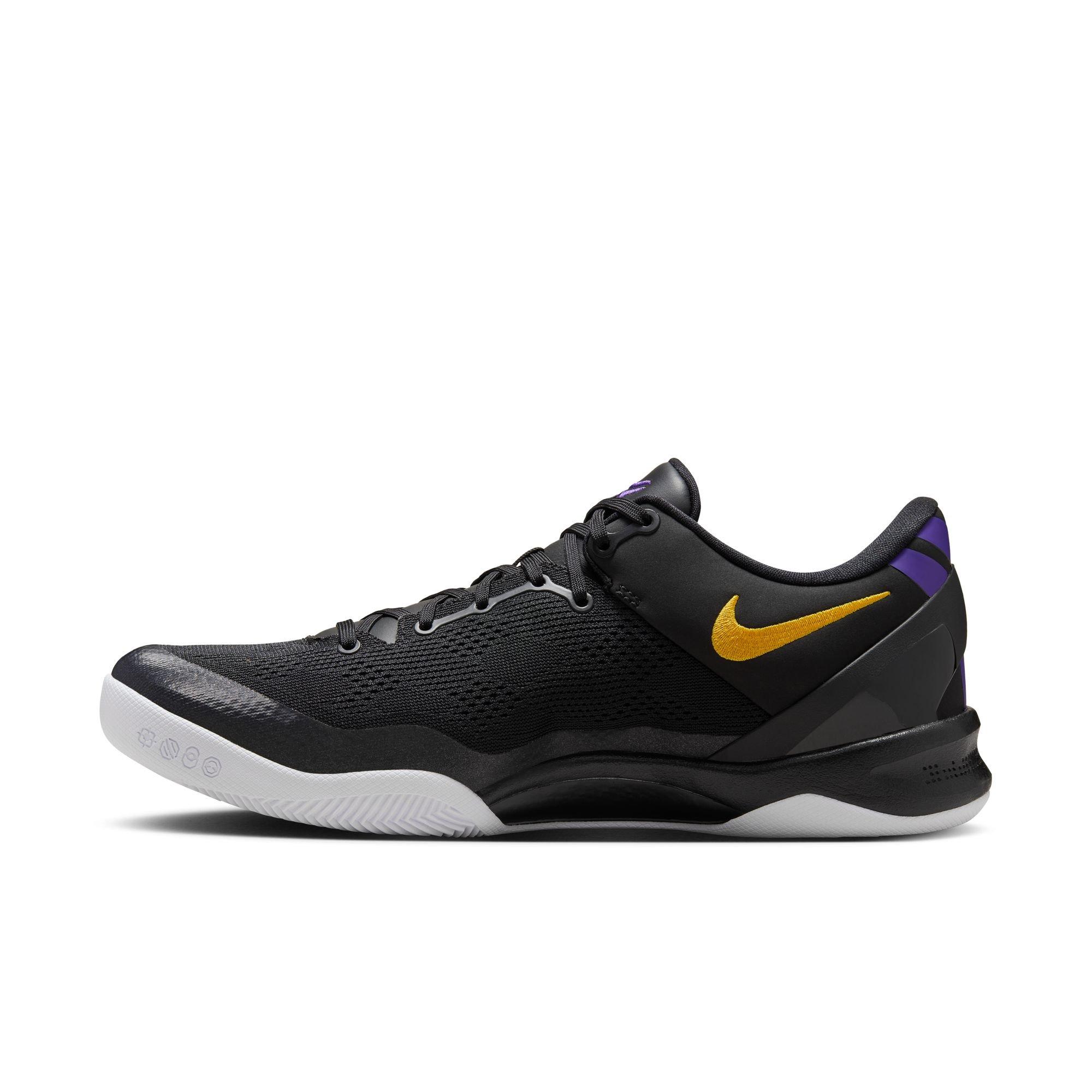 Nike Kobe 8 Protro "Lakers Away" Men's Basketball Shoe - BLACK/UNIVERSITY GOLD/COURT PURPLE Thumbnail View 8