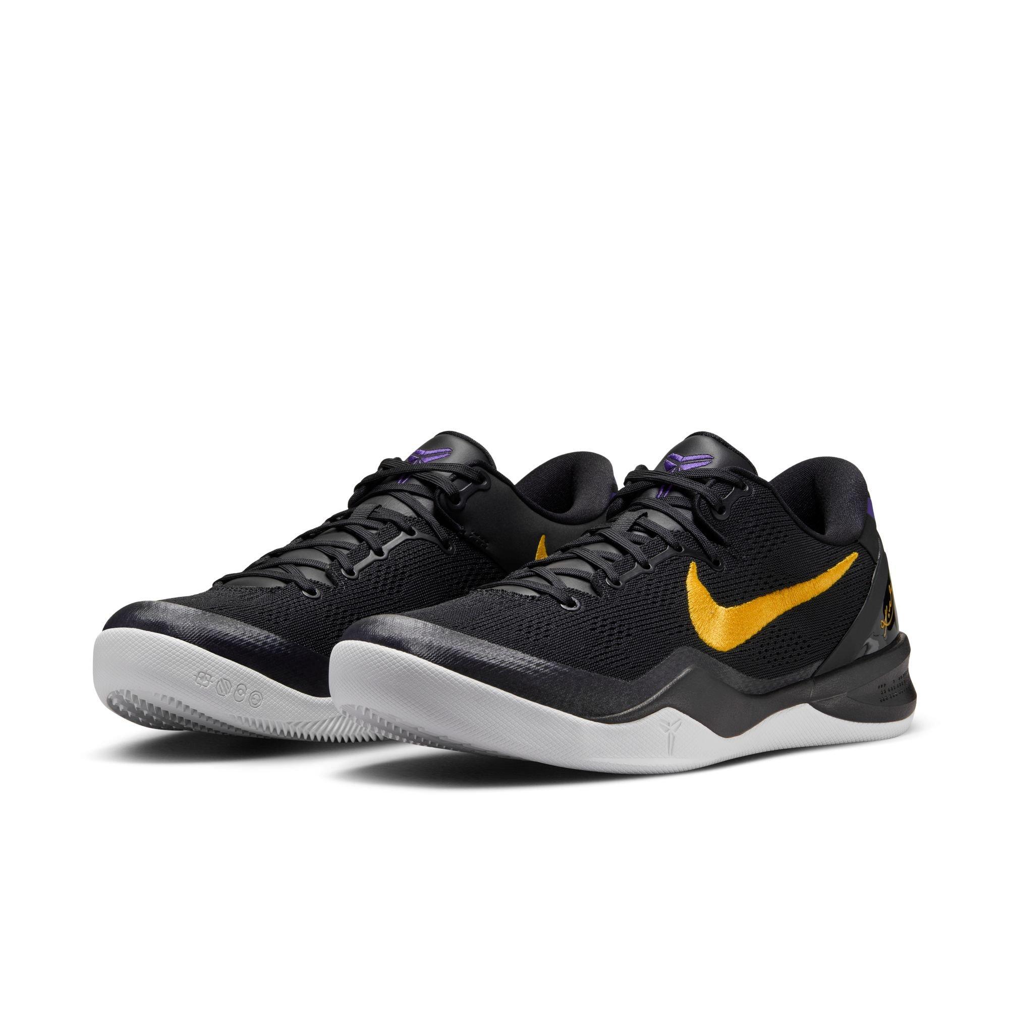 Nike Kobe 8 Protro "Lakers Away" Men's Basketball Shoe - BLACK/UNIVERSITY GOLD/COURT PURPLE Thumbnail View 3