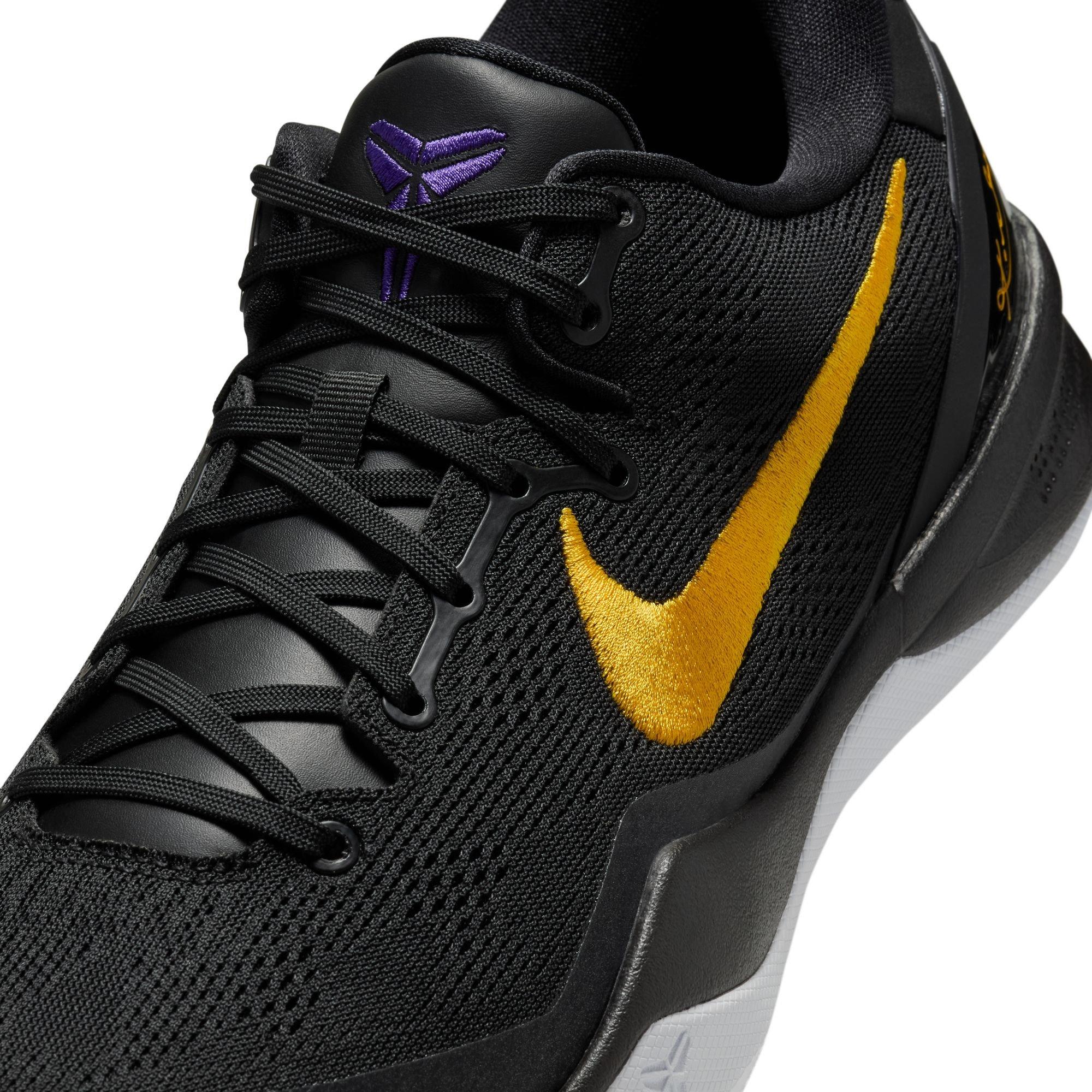 Nike Kobe 8 Protro "Lakers Away" Men's Basketball Shoe - BLACK/UNIVERSITY GOLD/COURT PURPLE Thumbnail View 4
