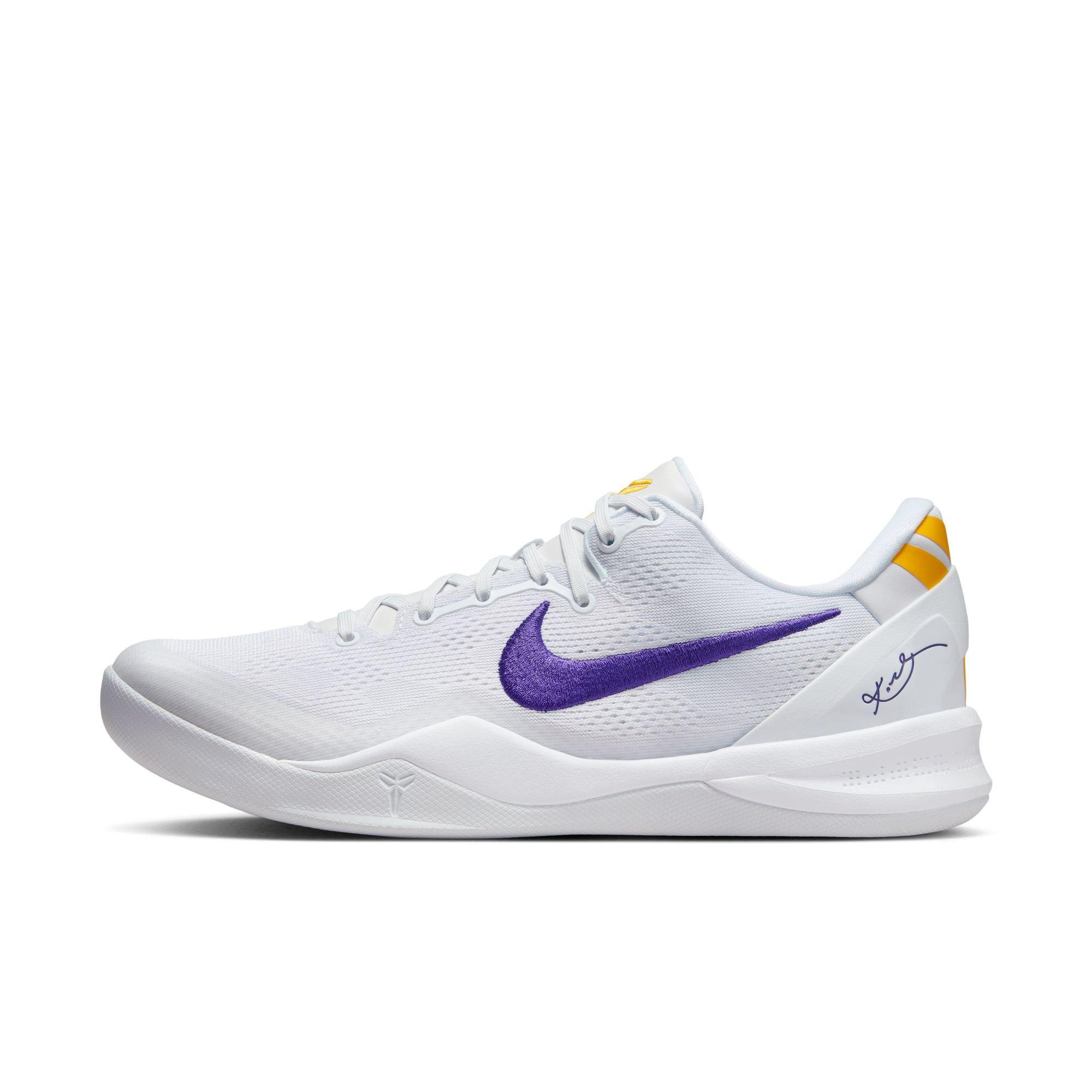 Nike Kobe 8 Protro "Lakers Home" Men's Basketball Shoe - WHITE/COURT PURPLE/UNIVERSITY GOLD Thumbnail View 7