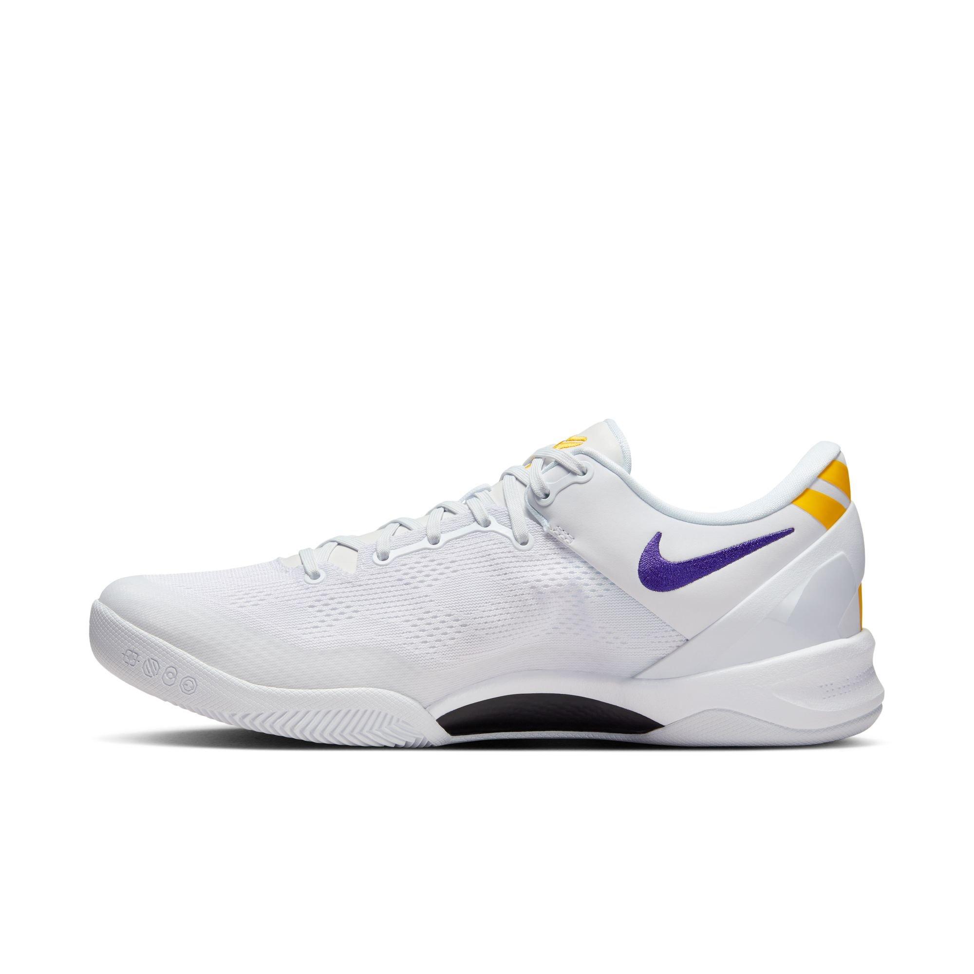 Nike Kobe 8 Protro "Lakers Home" Men's Basketball Shoe - WHITE/COURT PURPLE/UNIVERSITY GOLD Thumbnail View 8