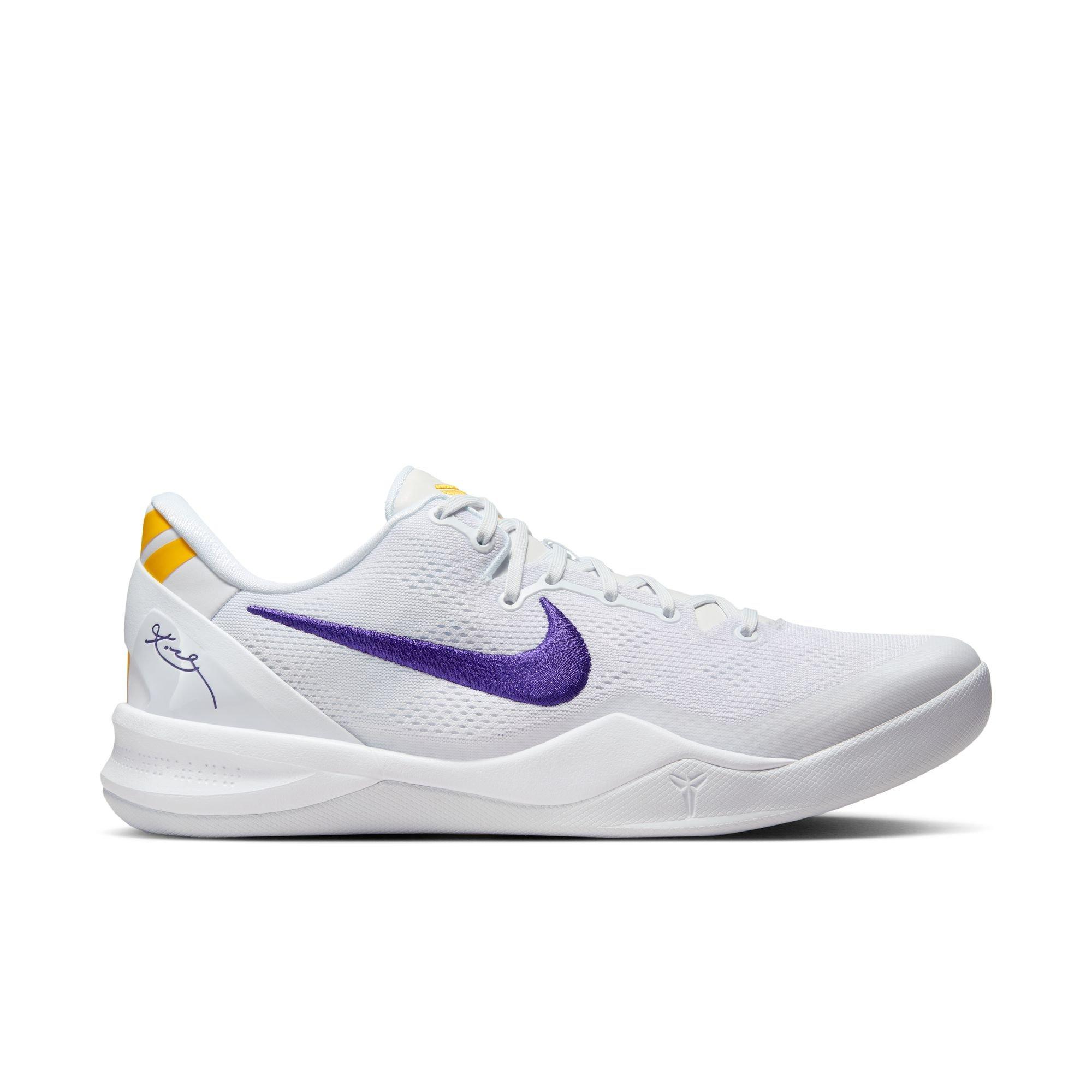 Nike Kobe 8 Protro "Lakers Home" Men's Basketball Shoe - WHITE/COURT PURPLE/UNIVERSITY GOLD Thumbnail View 1