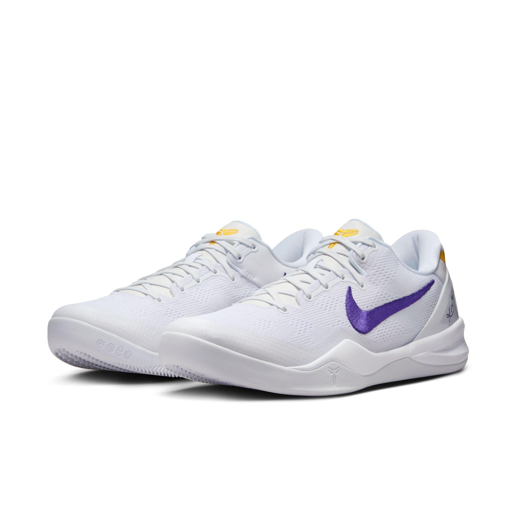 Nike Kobe 8 Protro "Lakers Home" Men's Basketball Shoe - WHITE/COURT PURPLE/UNIVERSITY GOLD Thumbnail View 3