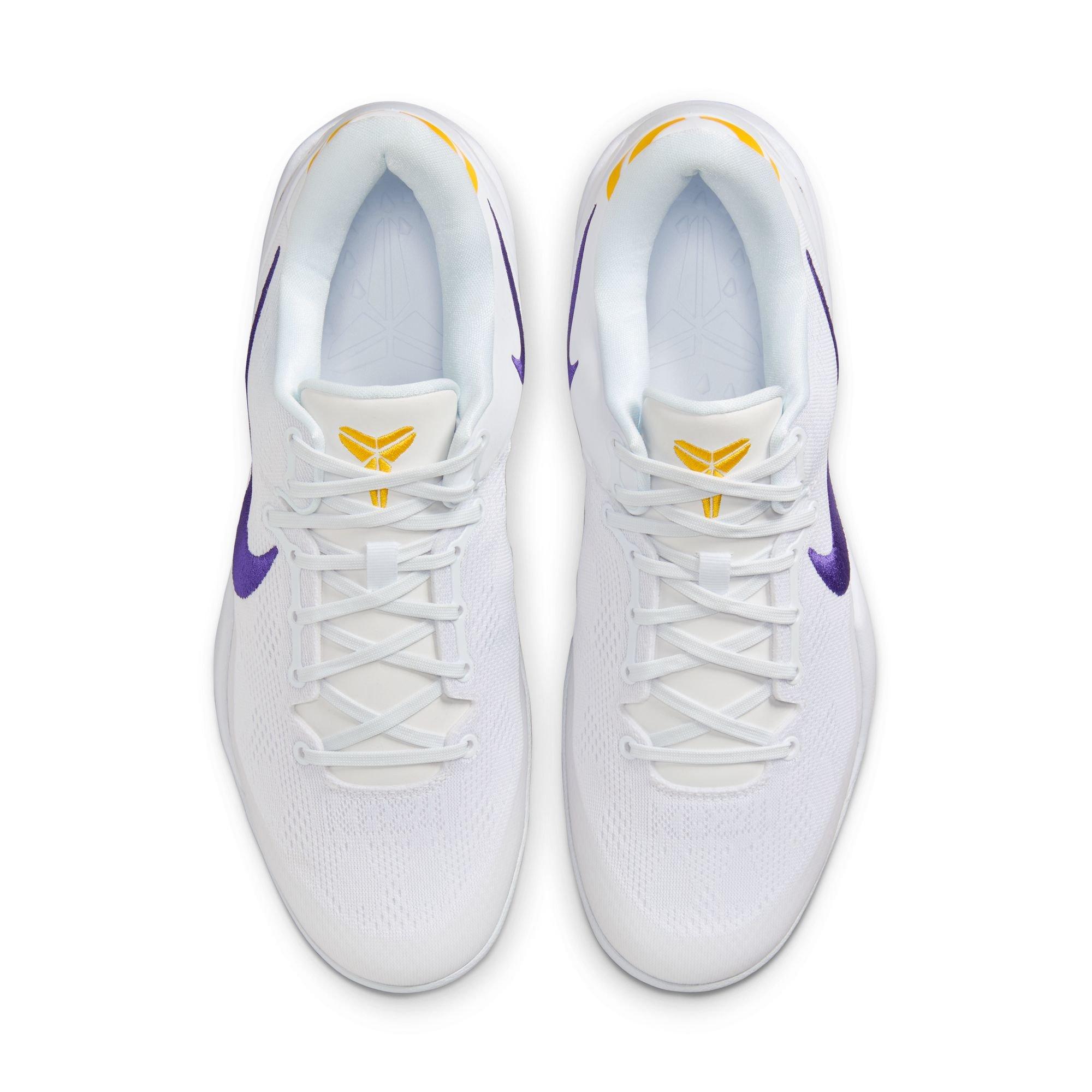 Nike Kobe 8 Protro "Lakers Home" Men's Basketball Shoe - WHITE/COURT PURPLE/UNIVERSITY GOLD Thumbnail View 10