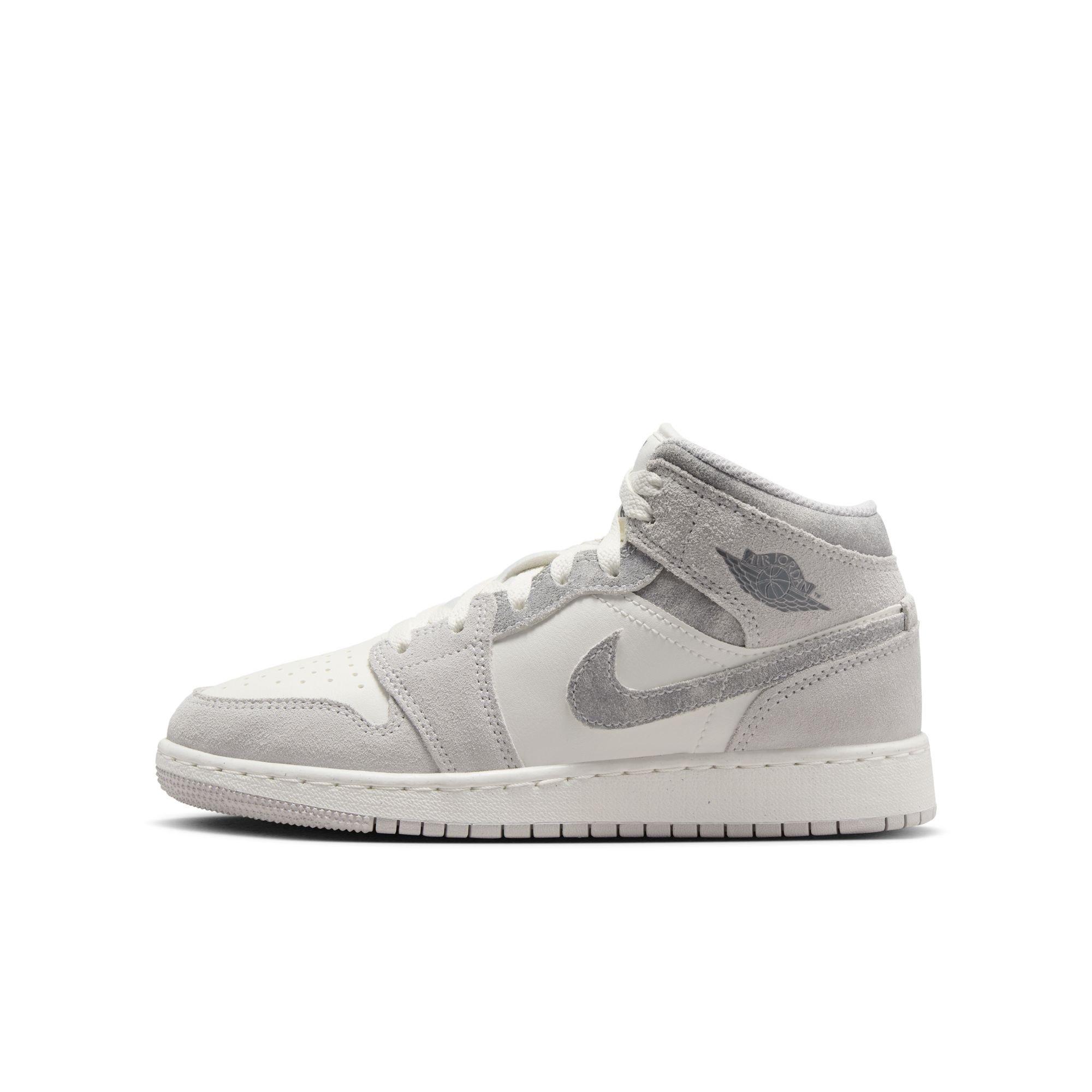 Jordan 1 Mid SE Grade School Boys' "Neutral Grey/Smoke Grey/Sail" Shoe