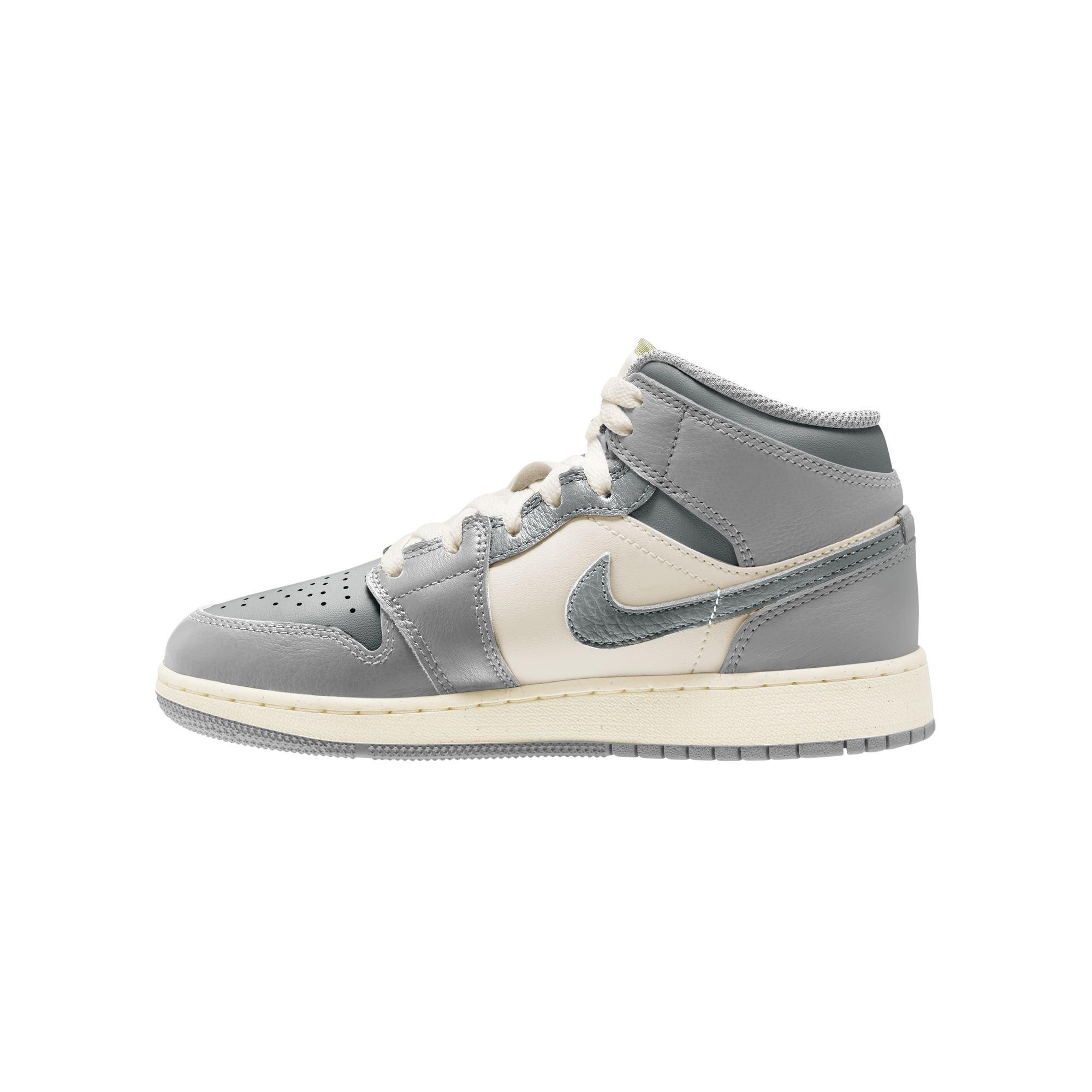 Jordan 1 Mid SE Grade School Boys' "Neutral Grey/Smoke Grey/Sail" Shoe