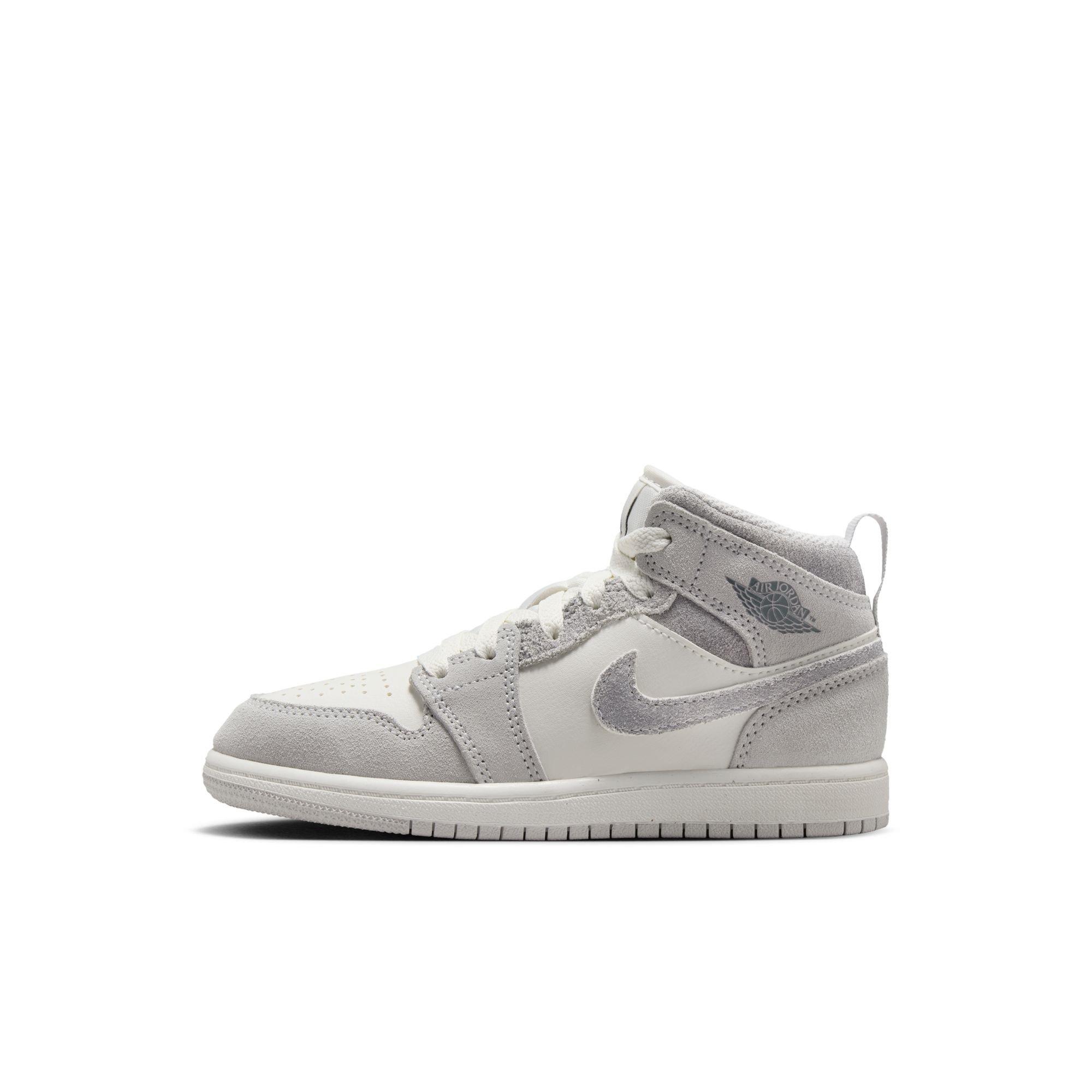 Jordan 1 Mid SE Preschool Boys' "Neutral Grey/Smoke Grey/Sail" Shoe