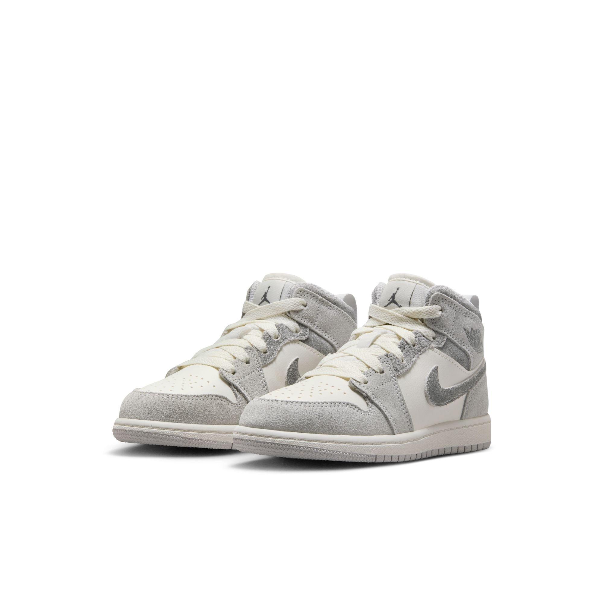 Jordan 1 Mid SE Preschool Boys' "Neutral Grey/Smoke Grey/Sail" Shoe