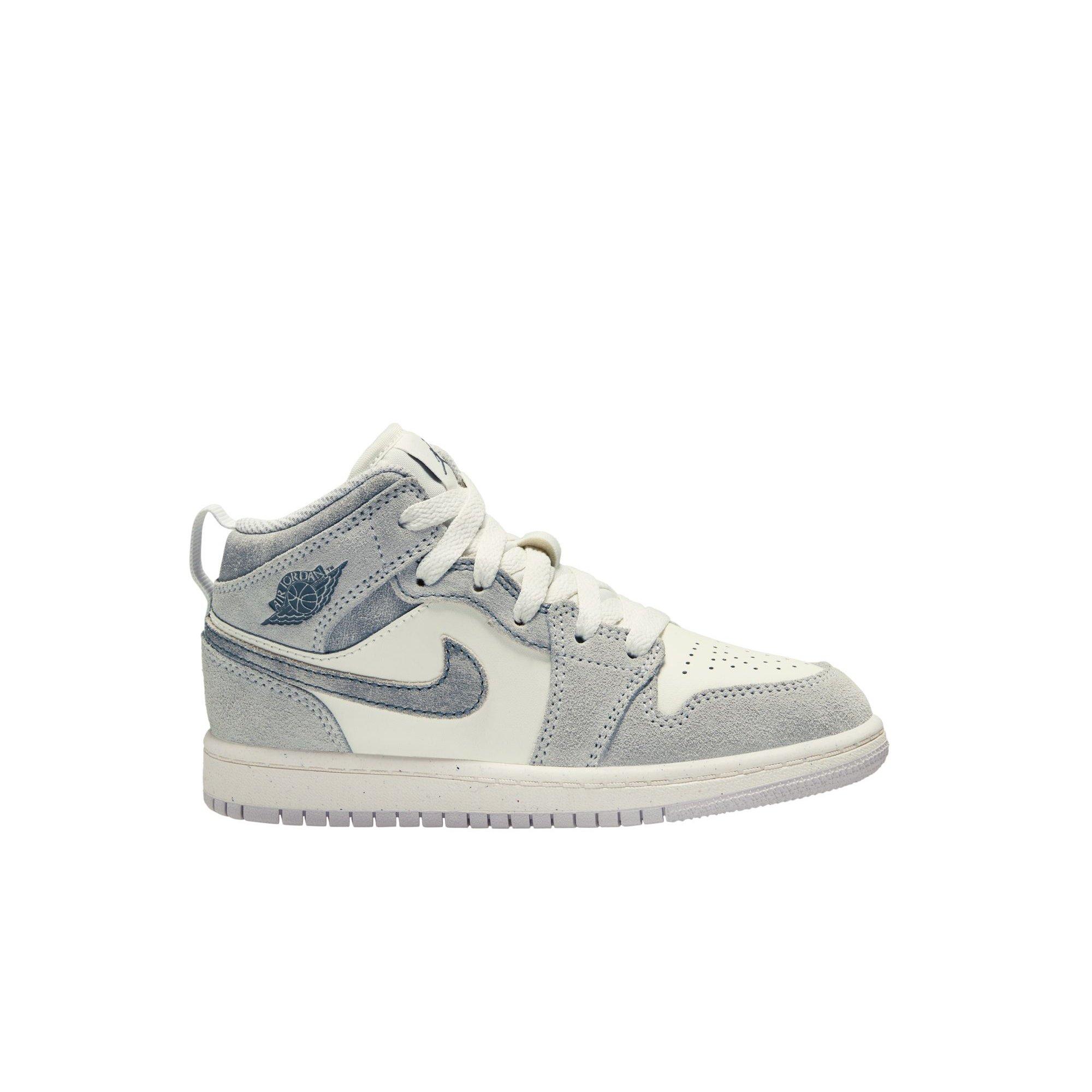 Jordan 1 Mid SE "Neutral Grey/Smoke Grey/Sail" Preschool Boys' Shoe - GREY