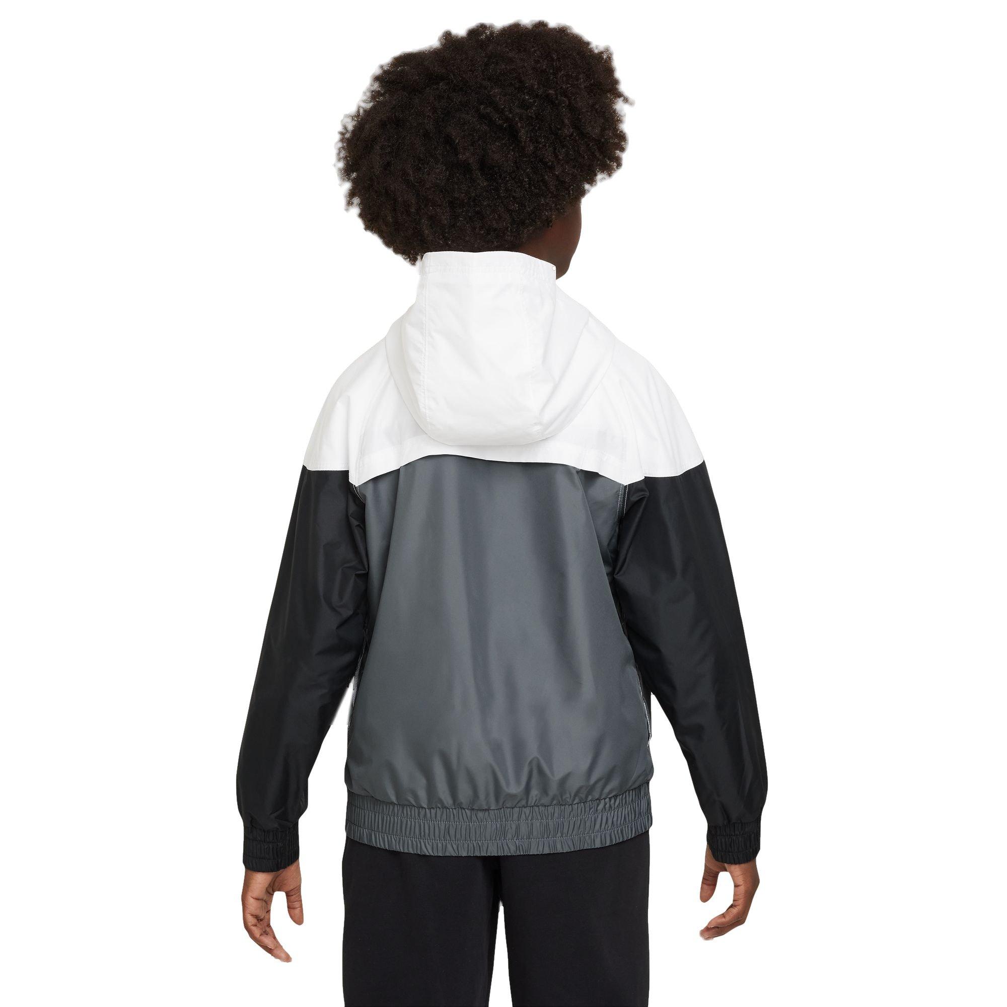 Nike Big Boys' Sportswear Windrunner Hooded Jacket - WHITE/GREY Thumbnail View 2