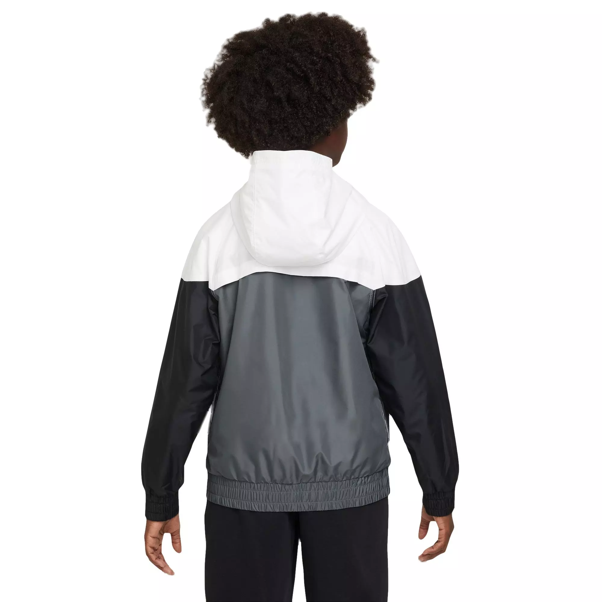 Nike Big Boys' Sportswear Windrunner Hooded Jacket - WHITE/GREY