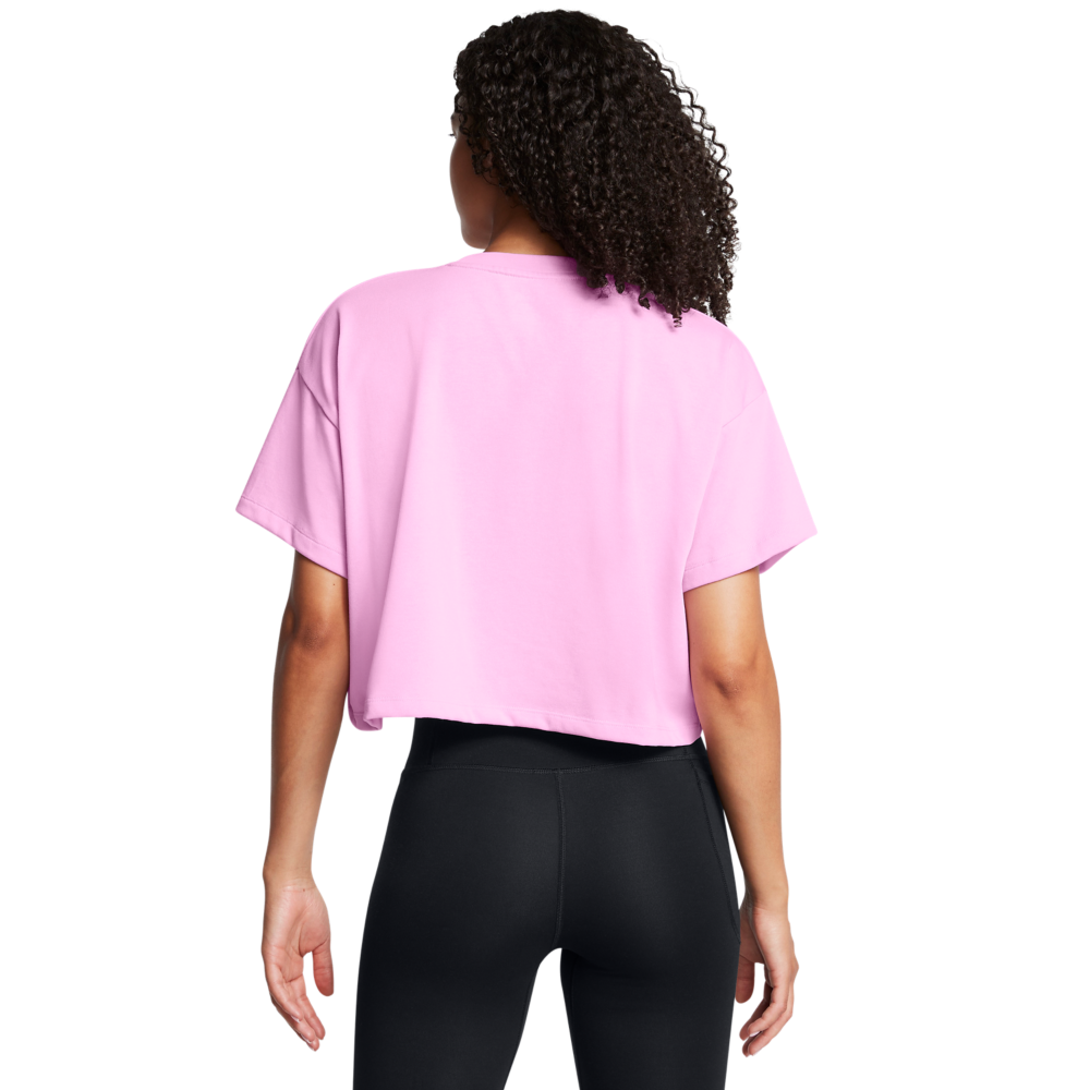 Under Armour Women's Varsity Mix Heavyweight Crop Tee - PINK Thumbnail View 2